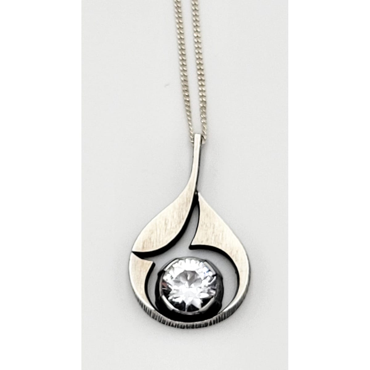 Karl Laine Jewelry Finnish Designer Karl LAINE Modernist Sterling &amp; Quartz Crystal Pendant Necklace