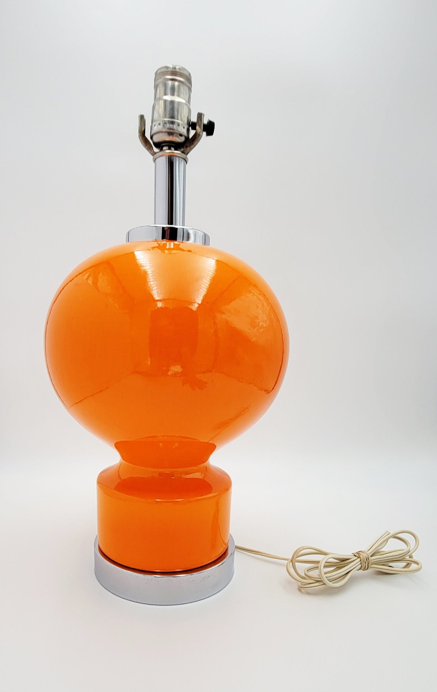Kovacs Lighting Rare Retro Mod Kovacs Atomic Orange Ceramic & Chrome Table Lamp 1960s