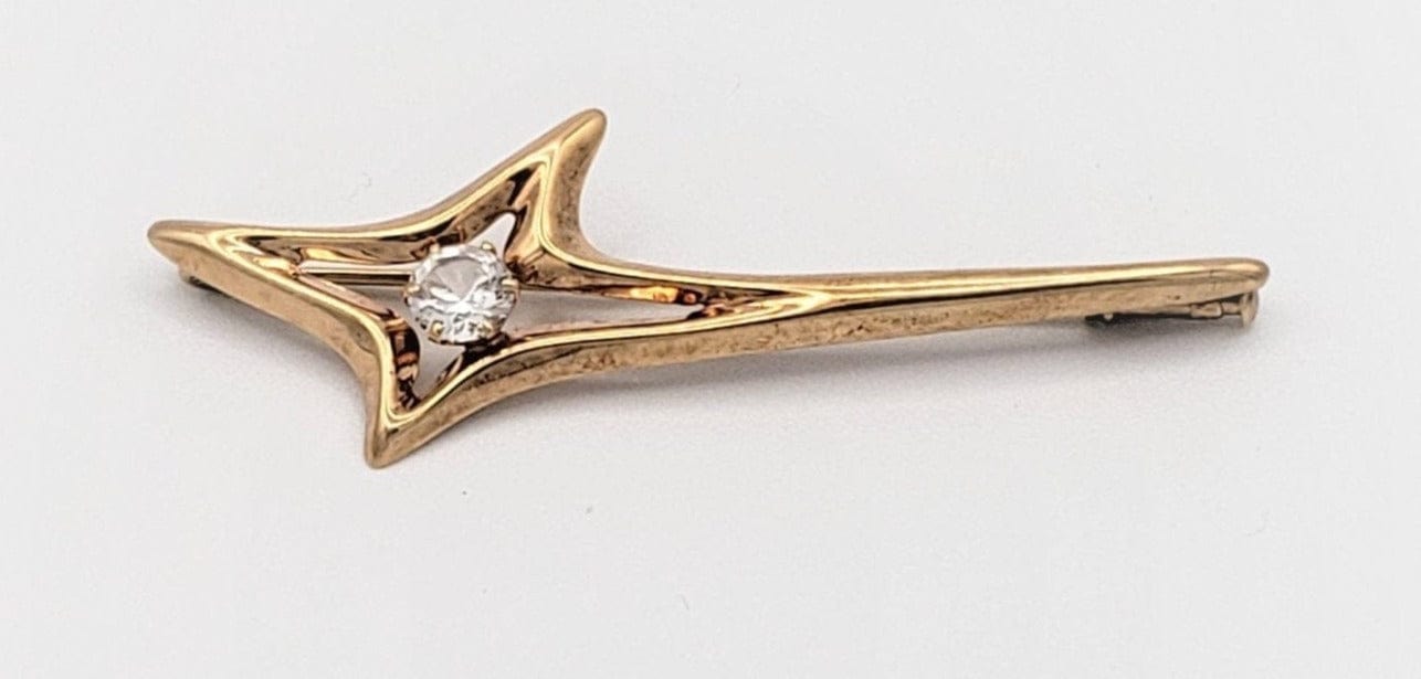 Kultateollisuus Ky Jewelry Kultateollisuus Ky Finland 14kt 585 Gold Quartz Atomic Shooting Star Brooch 1958