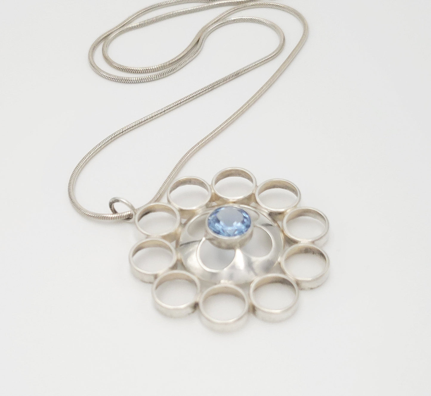 Kultateollisuus Ky Jewelry Vintage Jorma Laine Kultateollisuus Ky Sterling Blue Topaz Modernist Necklace