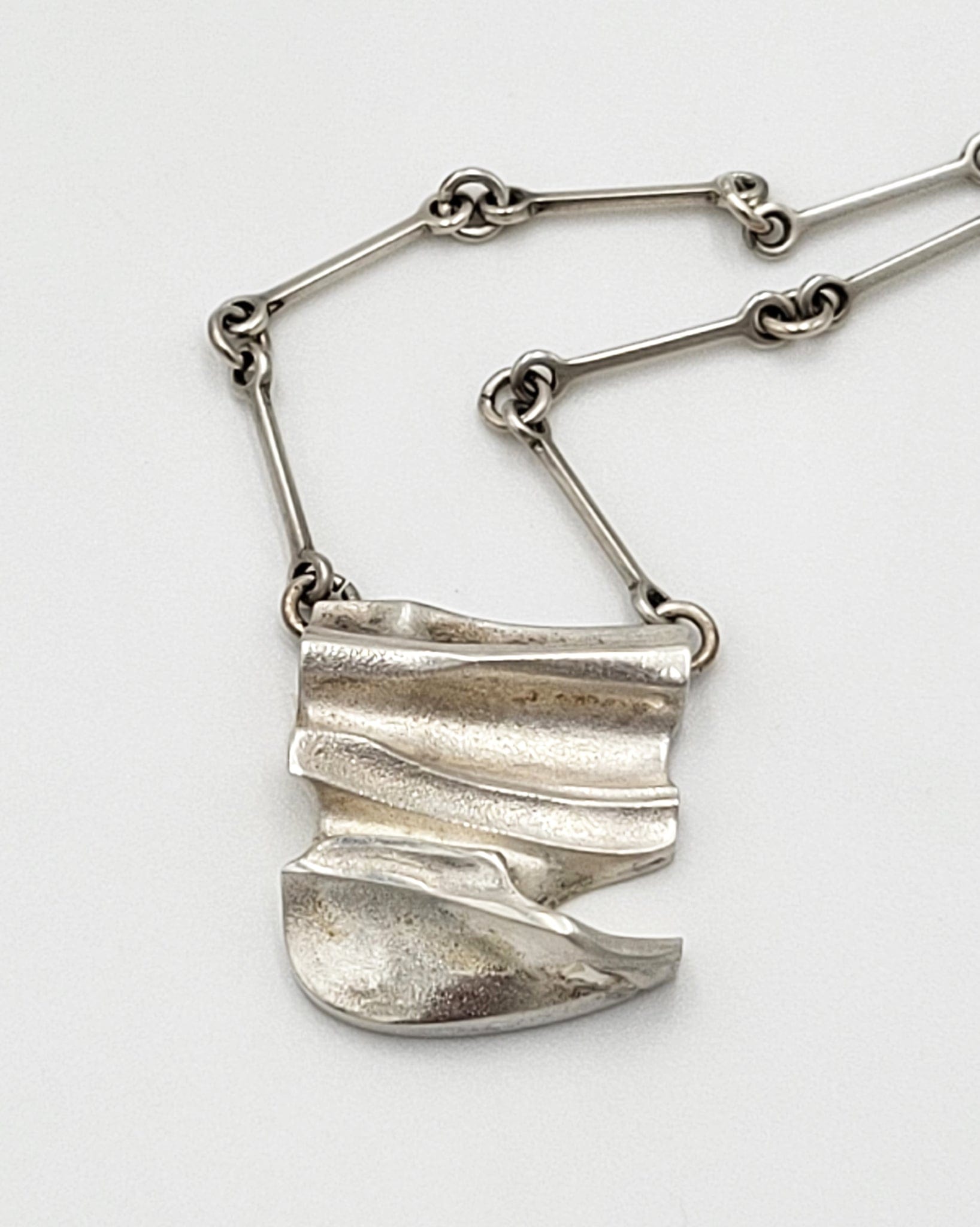 Lapponia Jewelry Superb Finnish Bjorn Weckstrom Lapponia Sterling Abstract Modernist Necklace 1983