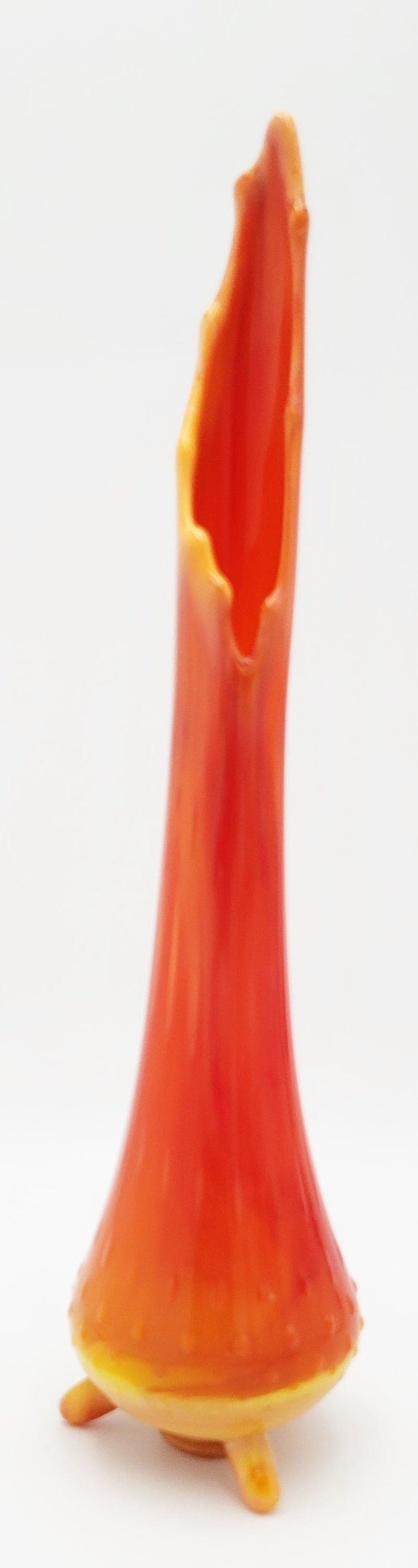 LE Smith Vase LE Smith Bittersweet Orange 3-Toed Hobnail Retro 16" Tall Swung Vase 1960s