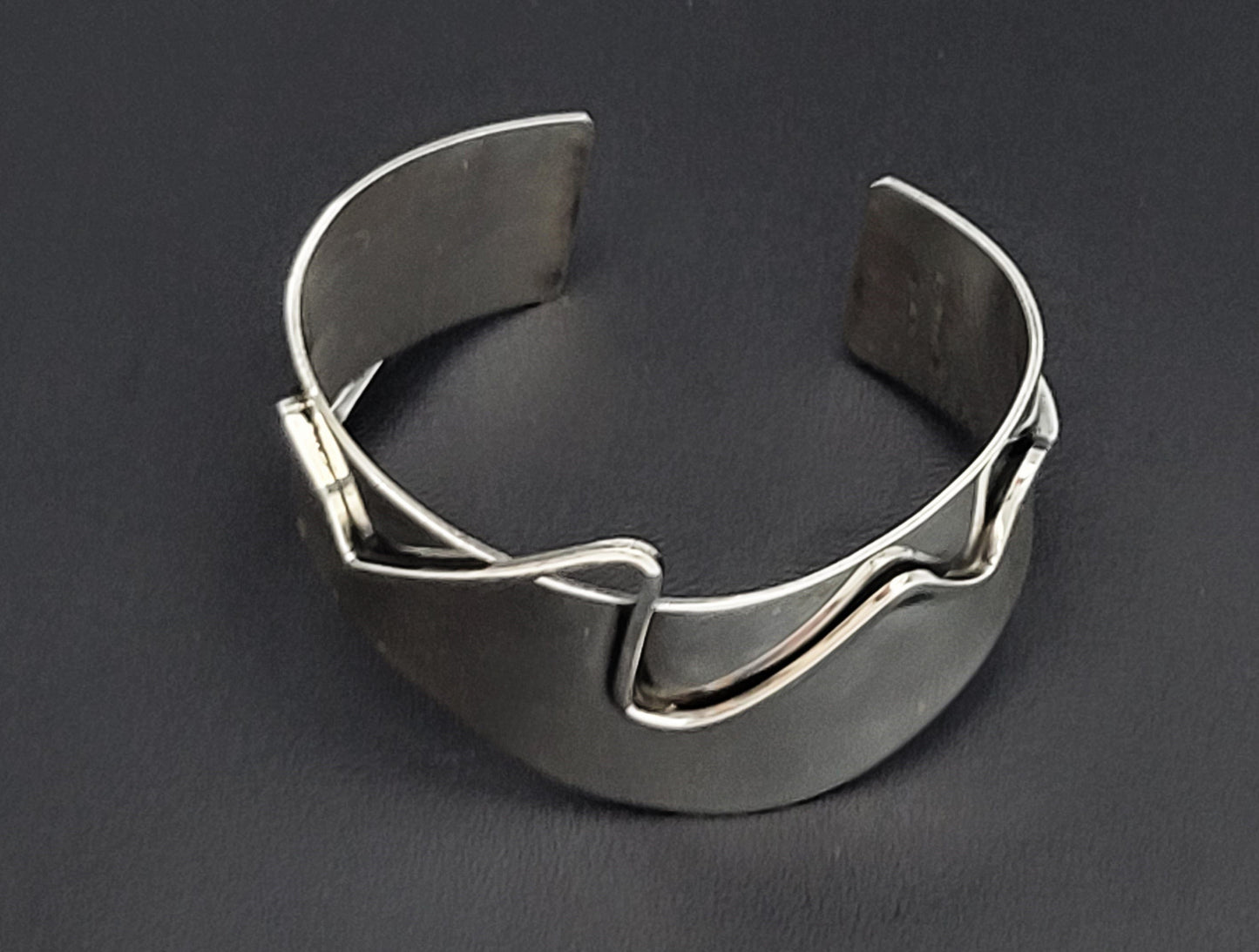 Lewittes Jewelry RARE Esther Lewittes Sterling Abstract Modernist Large Bracelet 1950/60s
