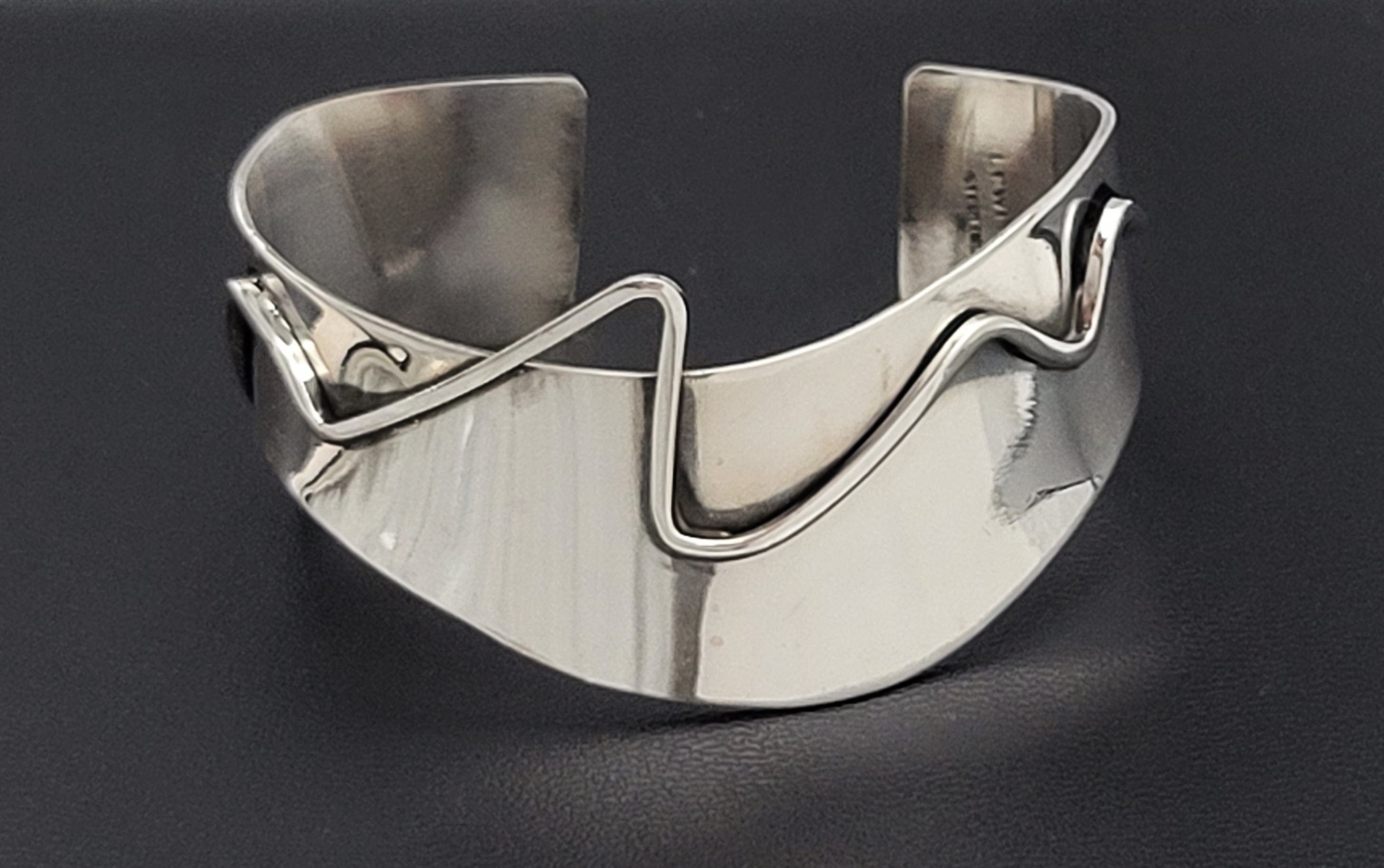 RARE Esther Lewittes Sterling Abstract Modernist Large Bracelet