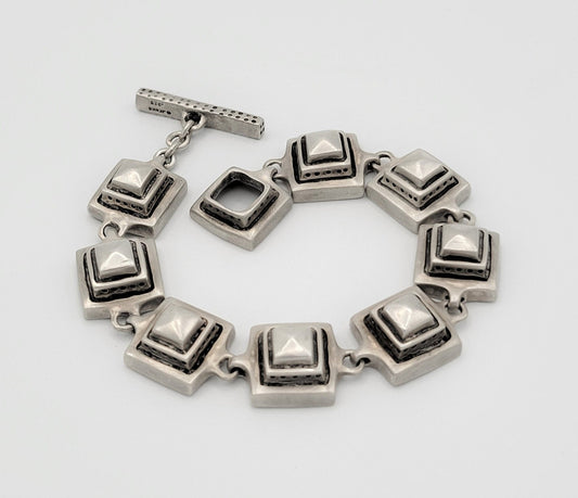 Lisa Jenks Jewelry Exceptional Artisan Lisa Jenks 925 Sterling Silver Modernist Square Links Bracelet