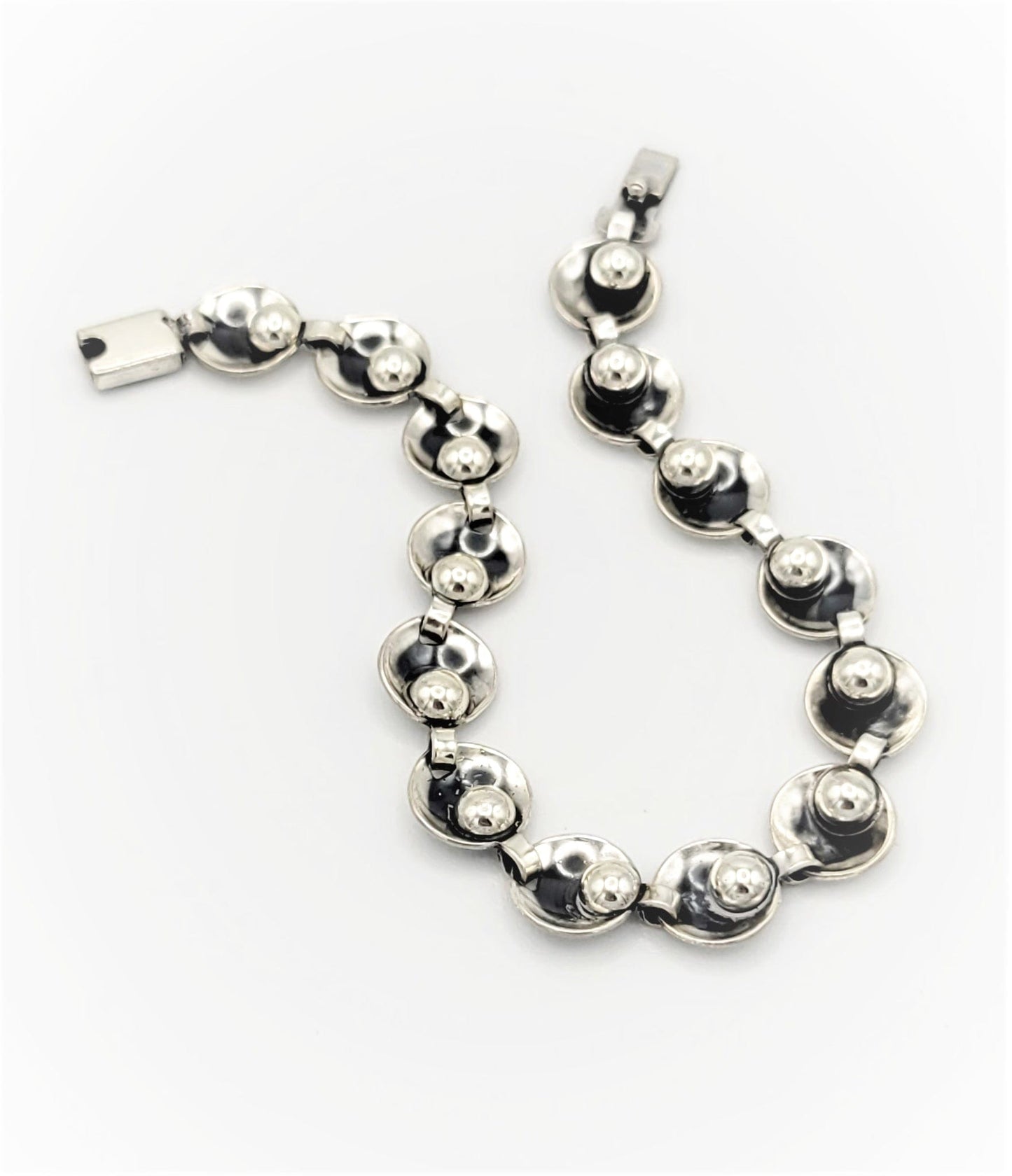 Max Standager Jewelry Danish Designer Max Standager Sterling Silver 3-D Orbs Link Bracelet Circa 1960s