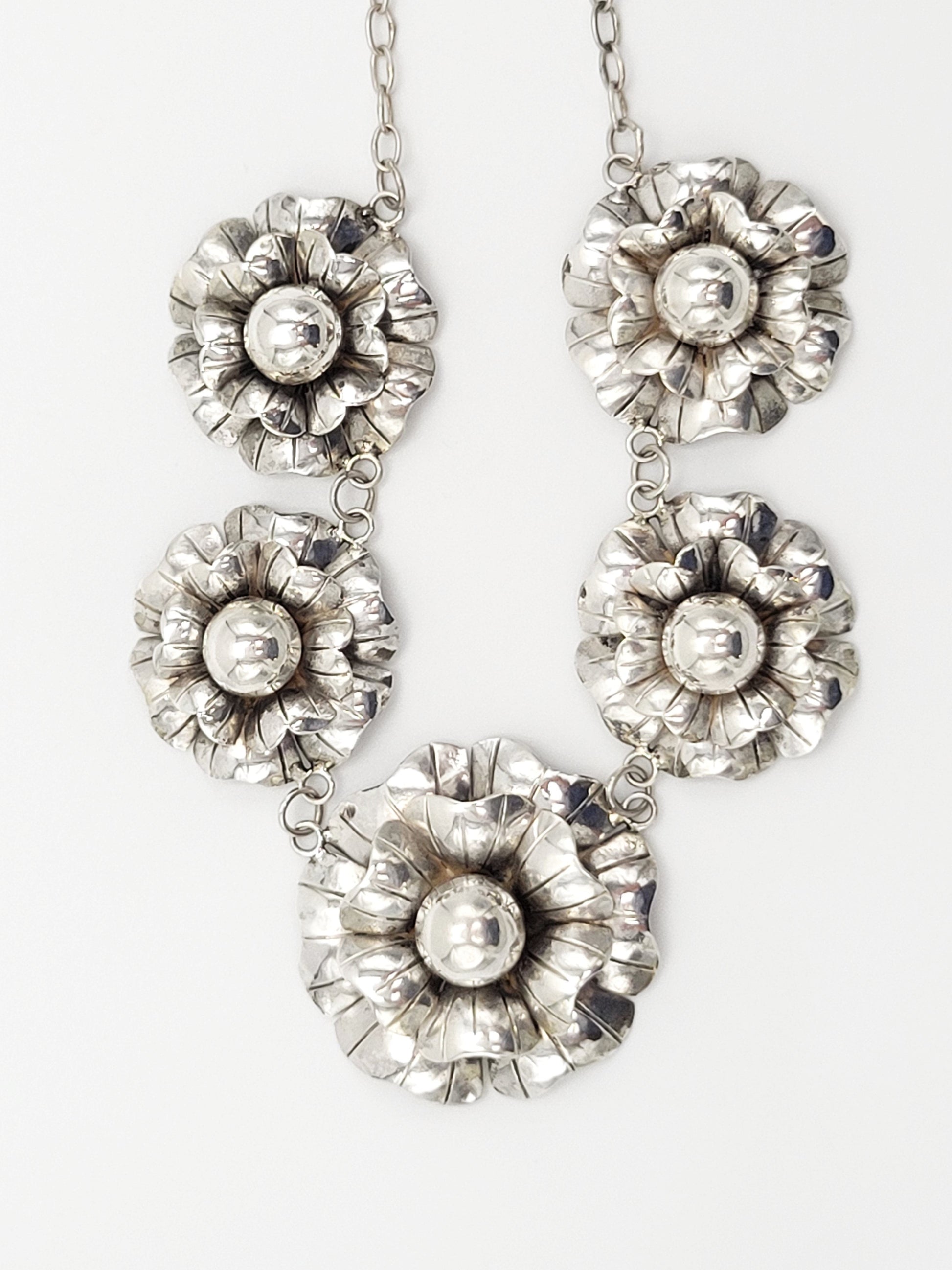 Mexico Silver Jewelry Designer Sterling Silver Necklace Circa