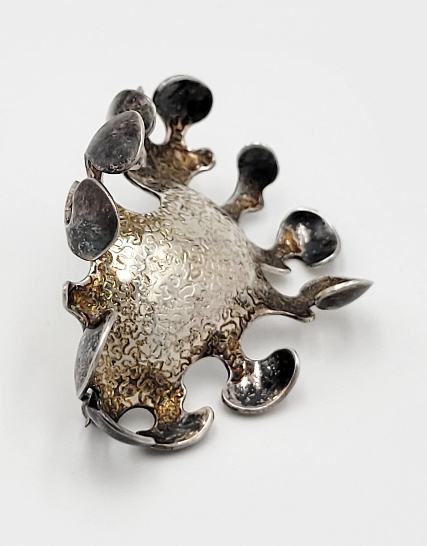 ML Sterling Jewelry Vintage Designer Sterling Biomorphic Abstract Retro Brooch Signed Dated 1972