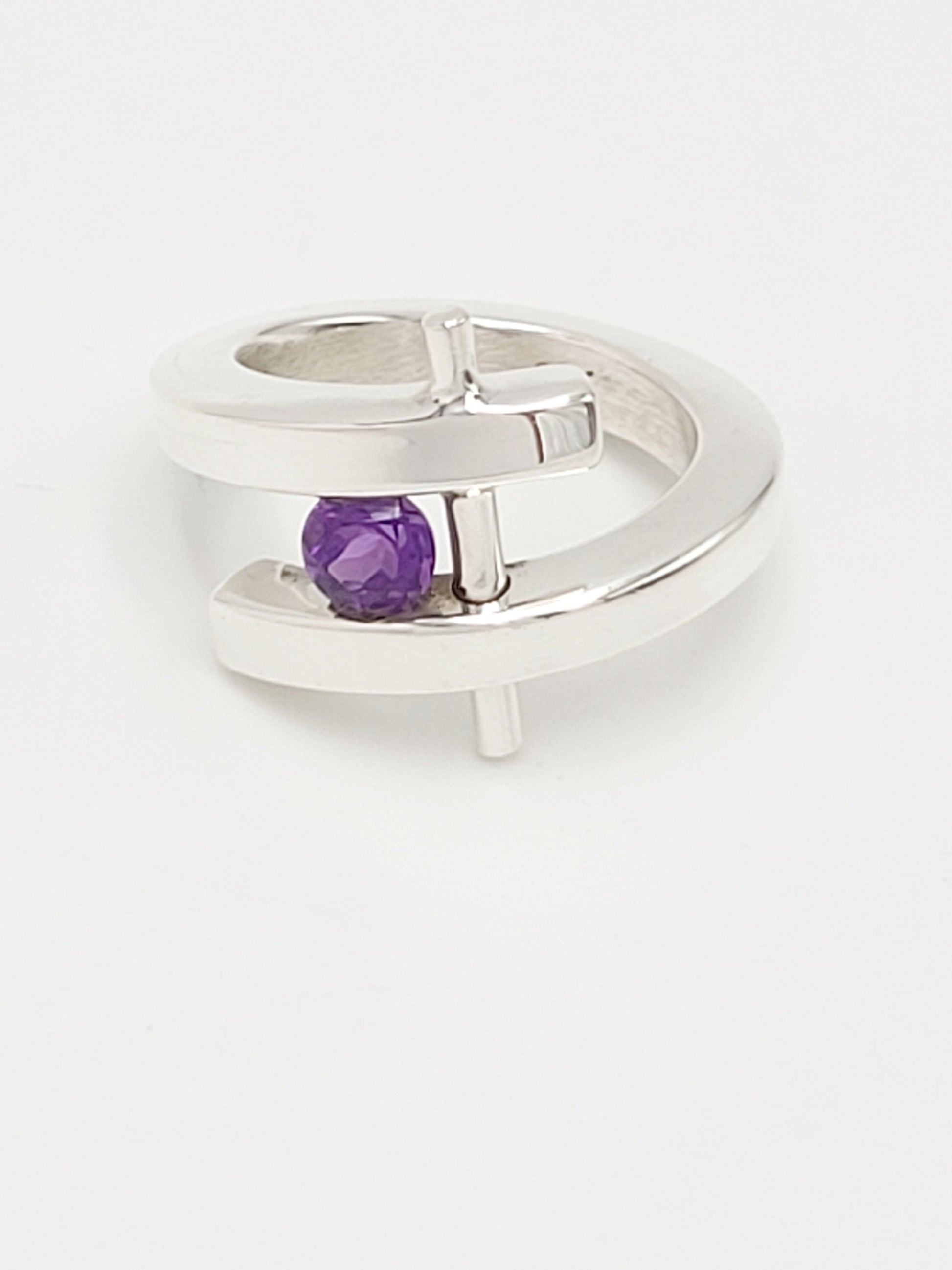 Modernist Sterling Amethyst Ring Jewelry Superb Estate Designer Sterling Silver & Amethyst Abstract Modernist Ring
