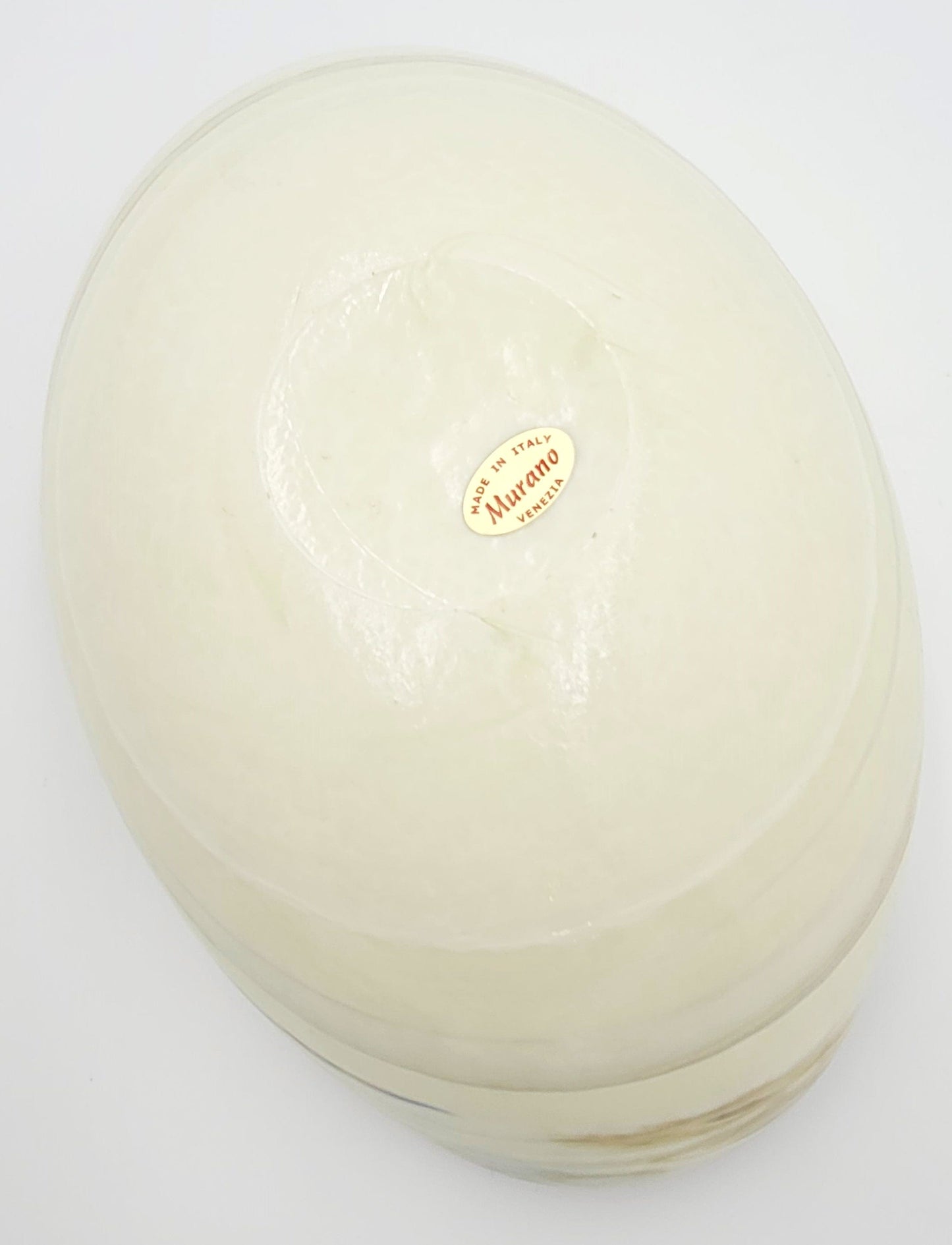Murano Italy Centerpiece Decorative Bowl Italian Murano Glass Millefiori Cream Colored Curled Edge Décor Bowl C. 1990s