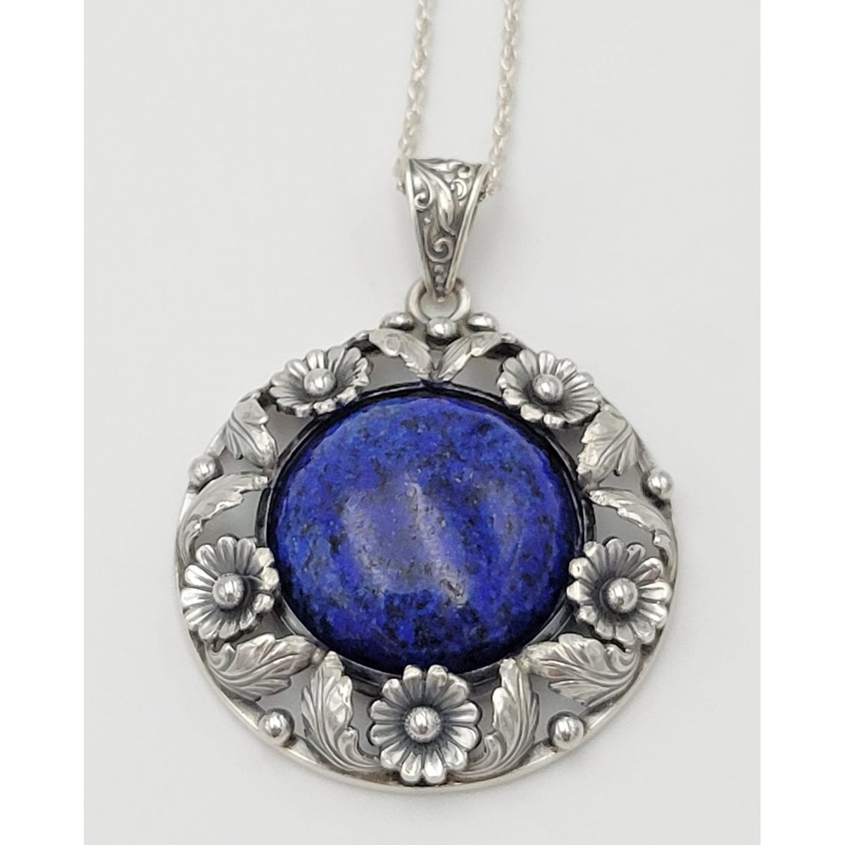 Niels Erik From Jewelry Niels Erik From Denmark Sterling &amp; Lapis Lazuli Flora Fauna Flower Necklace 1940s