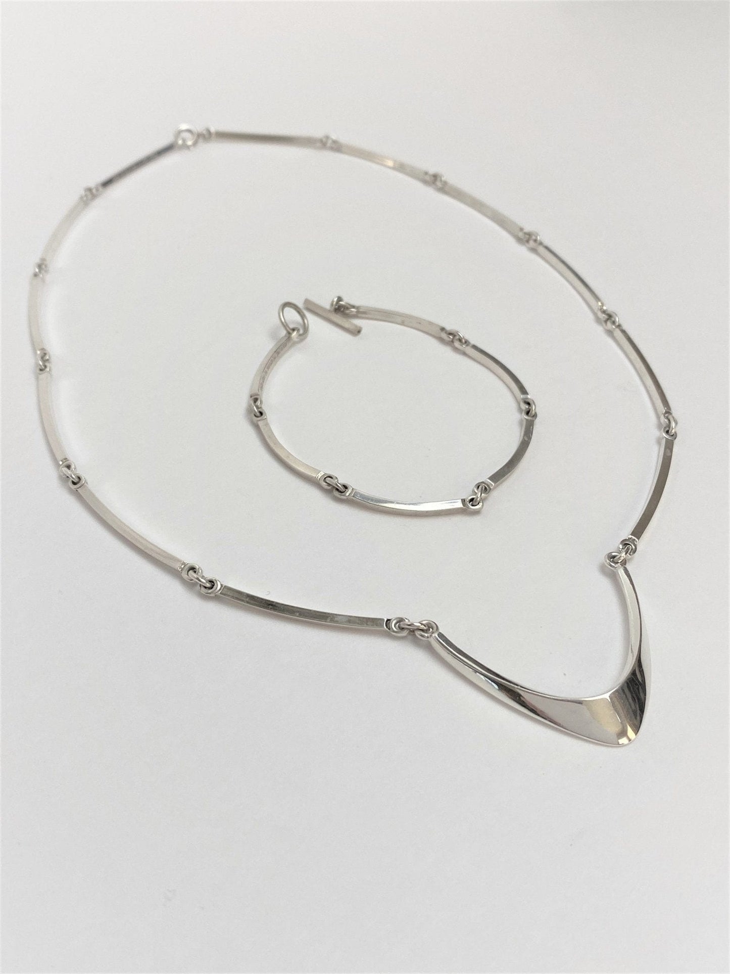 Niels Erik From Jewelry RARE Vintage NE FROM Denmark 925S Modernist Bar Links Bracelet Necklace Set 60s