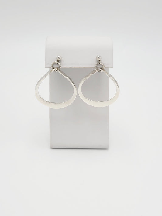 Norway Plus Designs Earrings Rare AGE Norway + Designs Modernist Sterling Dangle Hoop Earrings 1960s