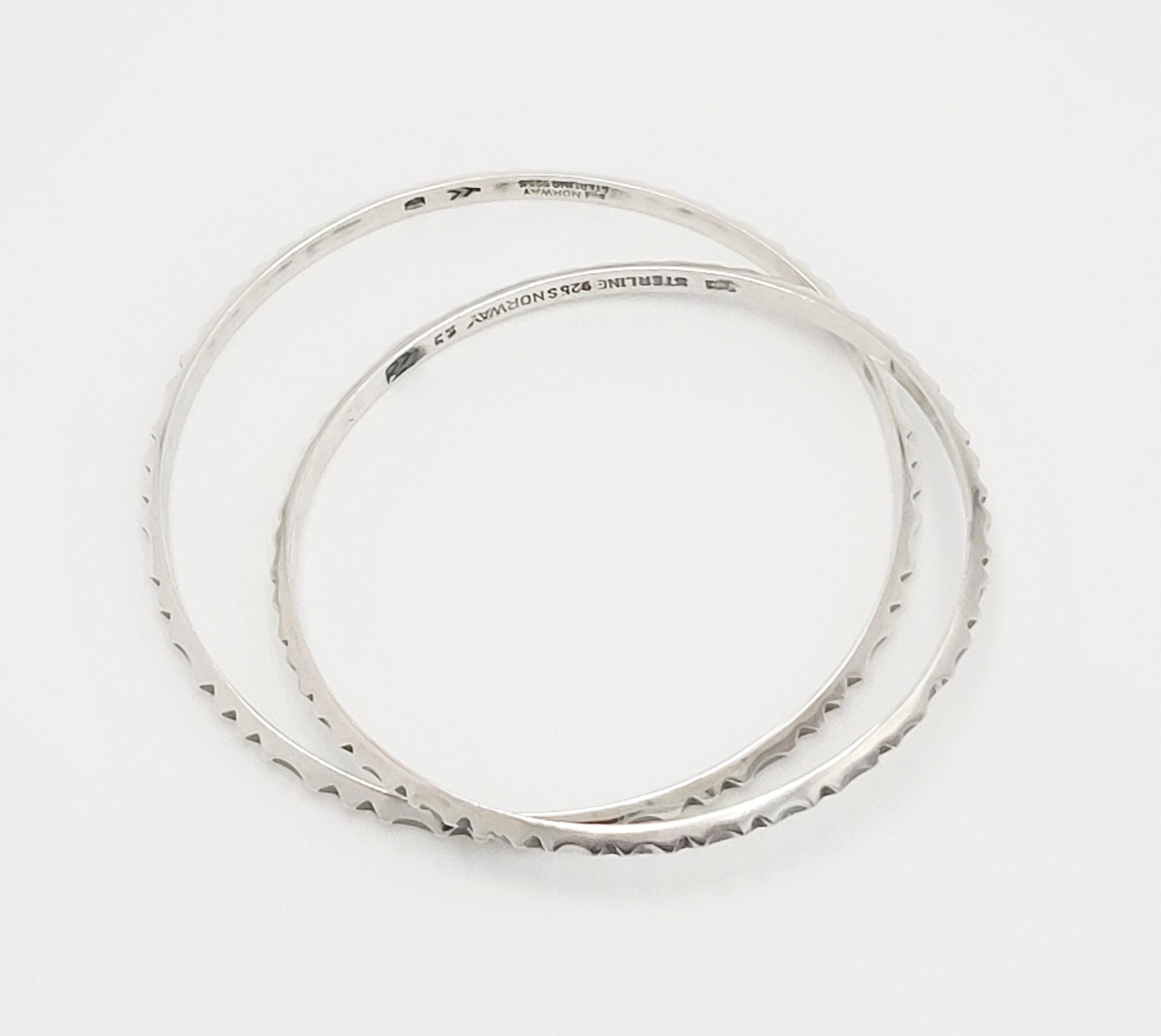 Norway Plus Designs Jewelry Norway + Designs Erling Christoffersen Set of 2 Sterling Silver Bangles 1960s