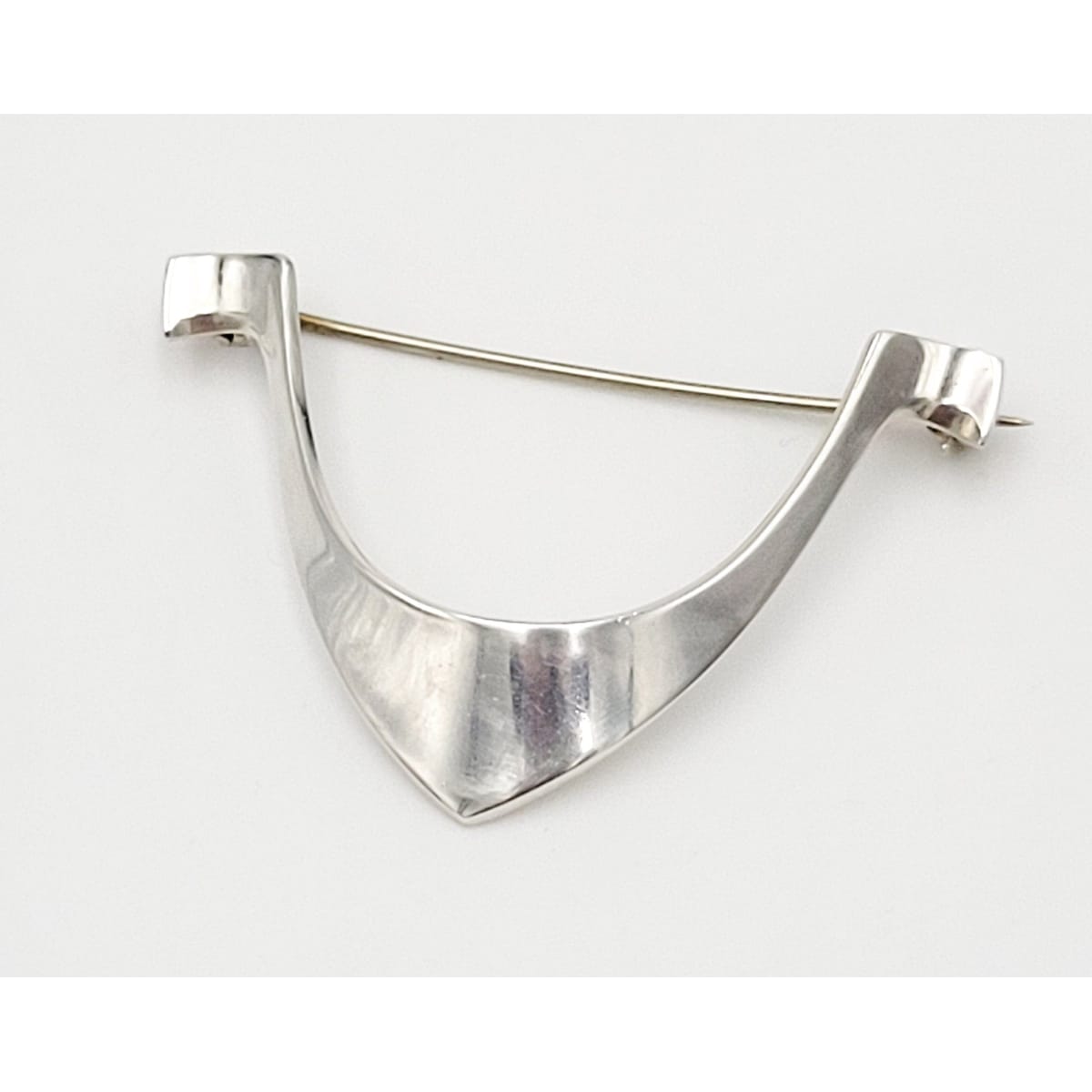Norway Plus Designs Jewelry Tone Vigeland Norway+Designs Retro Modernist Sterling Viking Boat Brooch 60&