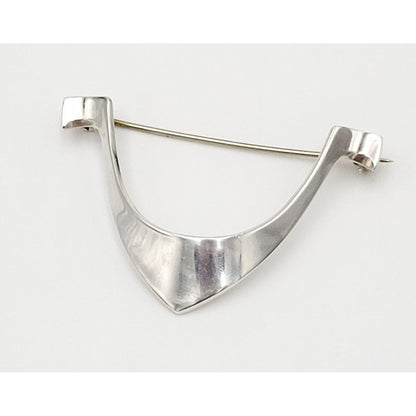 Norway Plus Designs Jewelry Tone Vigeland Norway+Designs Retro Modernist Sterling Viking Boat Brooch 60&