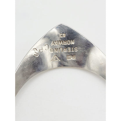 Norway Plus Designs Jewelry Tone Vigeland Norway+Designs Retro Modernist Sterling Viking Boat Brooch 60&