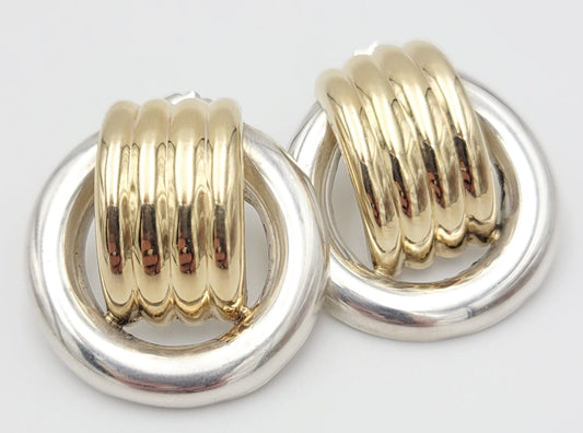 Peter Brams Designs Jewelry Peter Brams Designs Sterling & 14k Gold Large Classic Doorknocker Earrings 1980s
