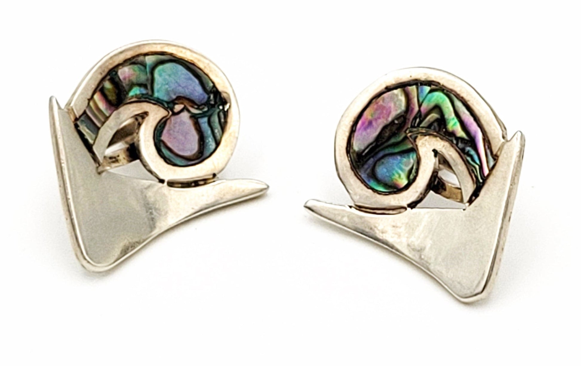 Rancho Alegre Jewelry Stunning Miguel Taxco Rancho Alegre Modernist Sterling Abalone Earrings 50s/60s