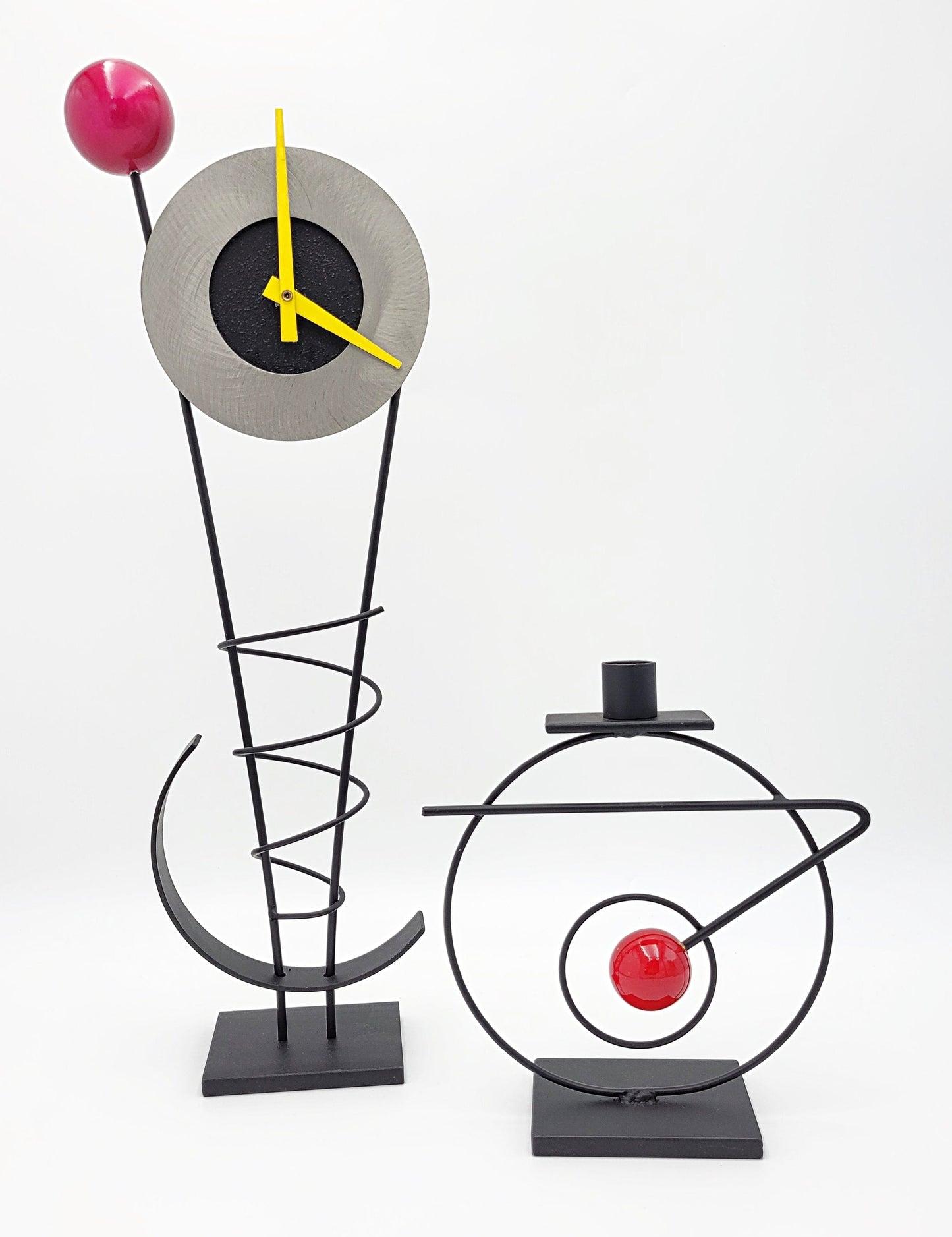 Rick Martin Clock Abstract Modernist Memphis Style Clock Signed Rick Martin