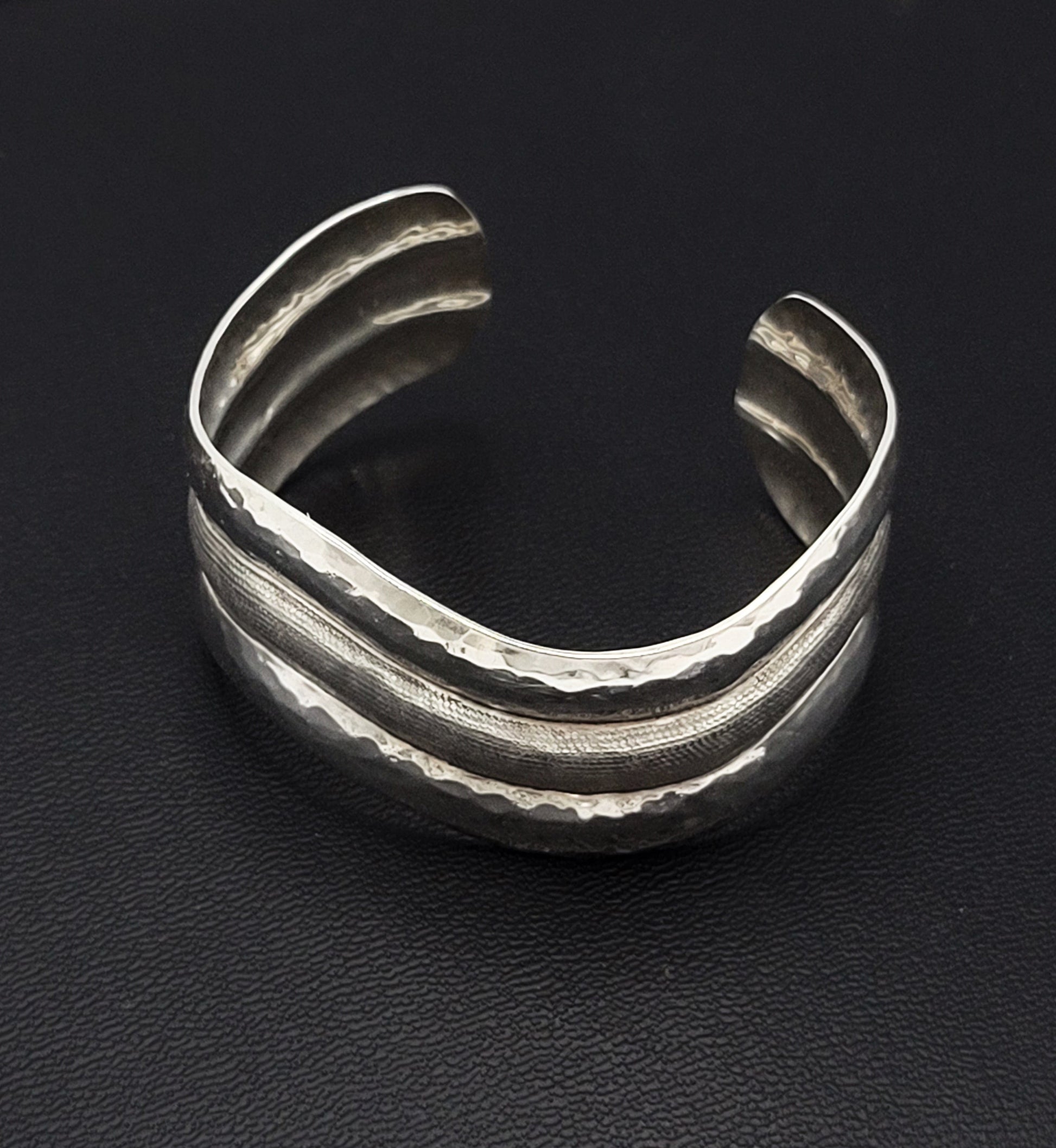 Rohner Jewelry Vintage Designer Rohner Sterling Silver Abstract Modernist Wide Cuff Bracelet