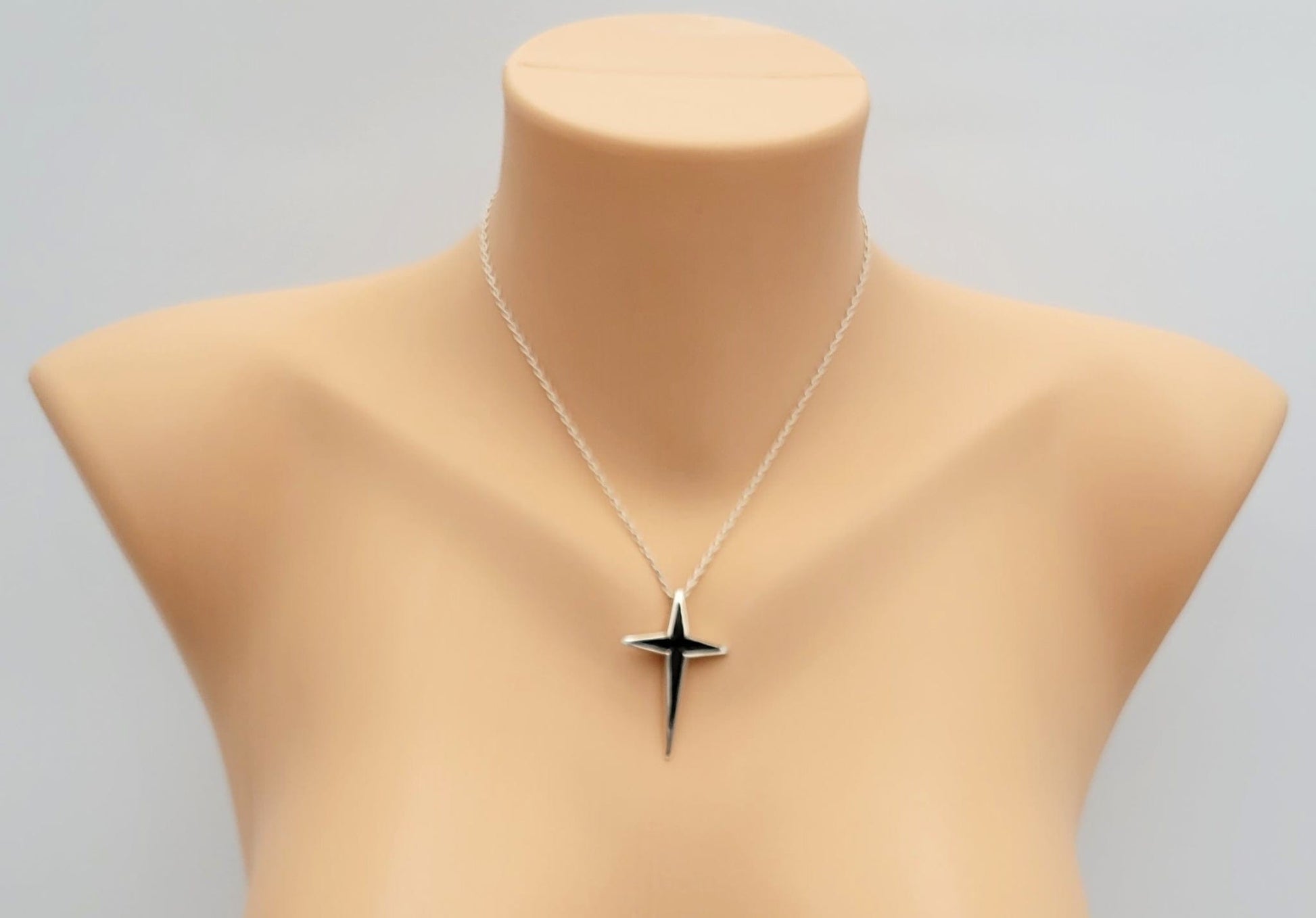 Ronald Hayes Pearson Jewelry Ronald Hayes Pearson Sterling Modernist Crucifix Cross Pendant Necklace 1950s