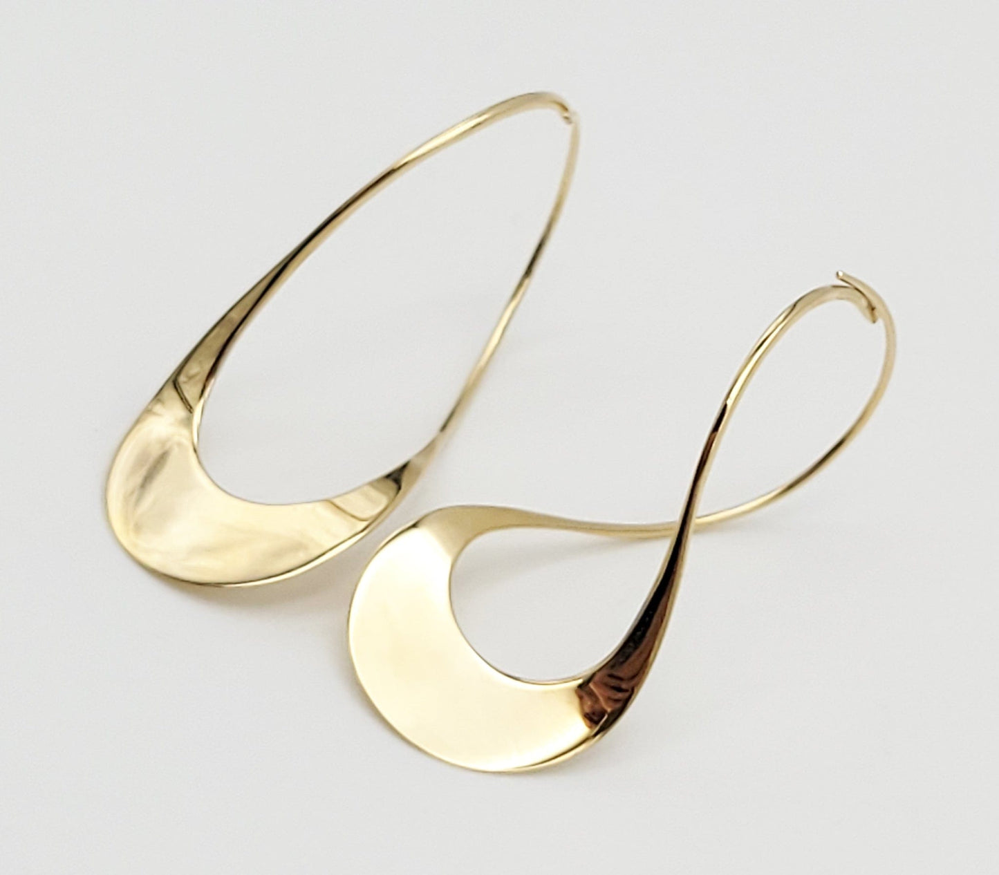 Ronald Hayes Pearson Jewelry US Designer Ronald Hayes Pearson 14K Gold Abstract Modernist Long Earrings RARE