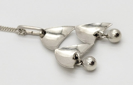 Scandinavian Silver Jewelry Scandinavian Sterling Abstract Modernist Articulating Pendant Necklace Circa 1980s