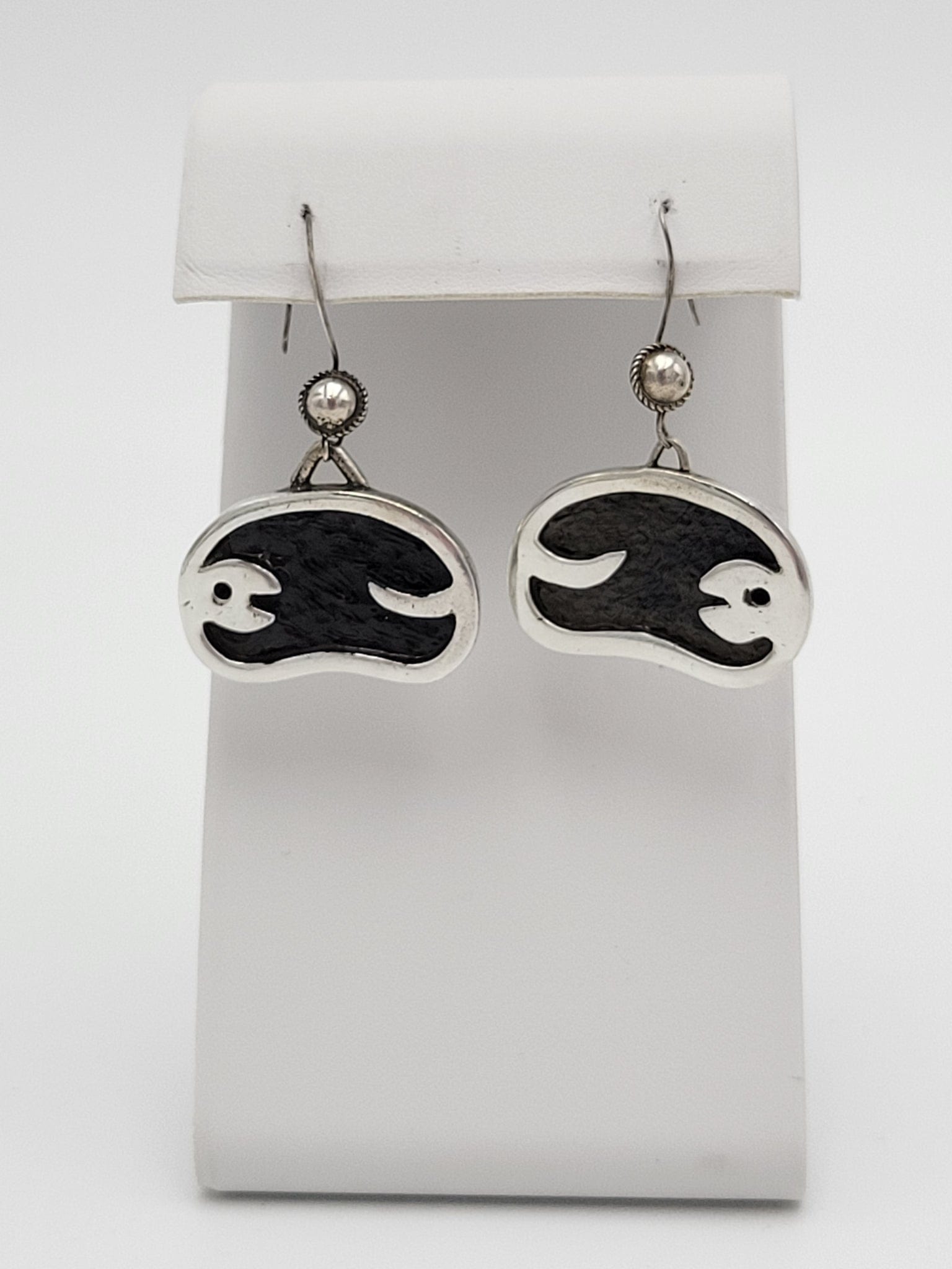 Sigi Tasco Jewelry Designer Sigi Pineda Taxco Modernist Sterling & Enamel Dangle Earrings 1960's