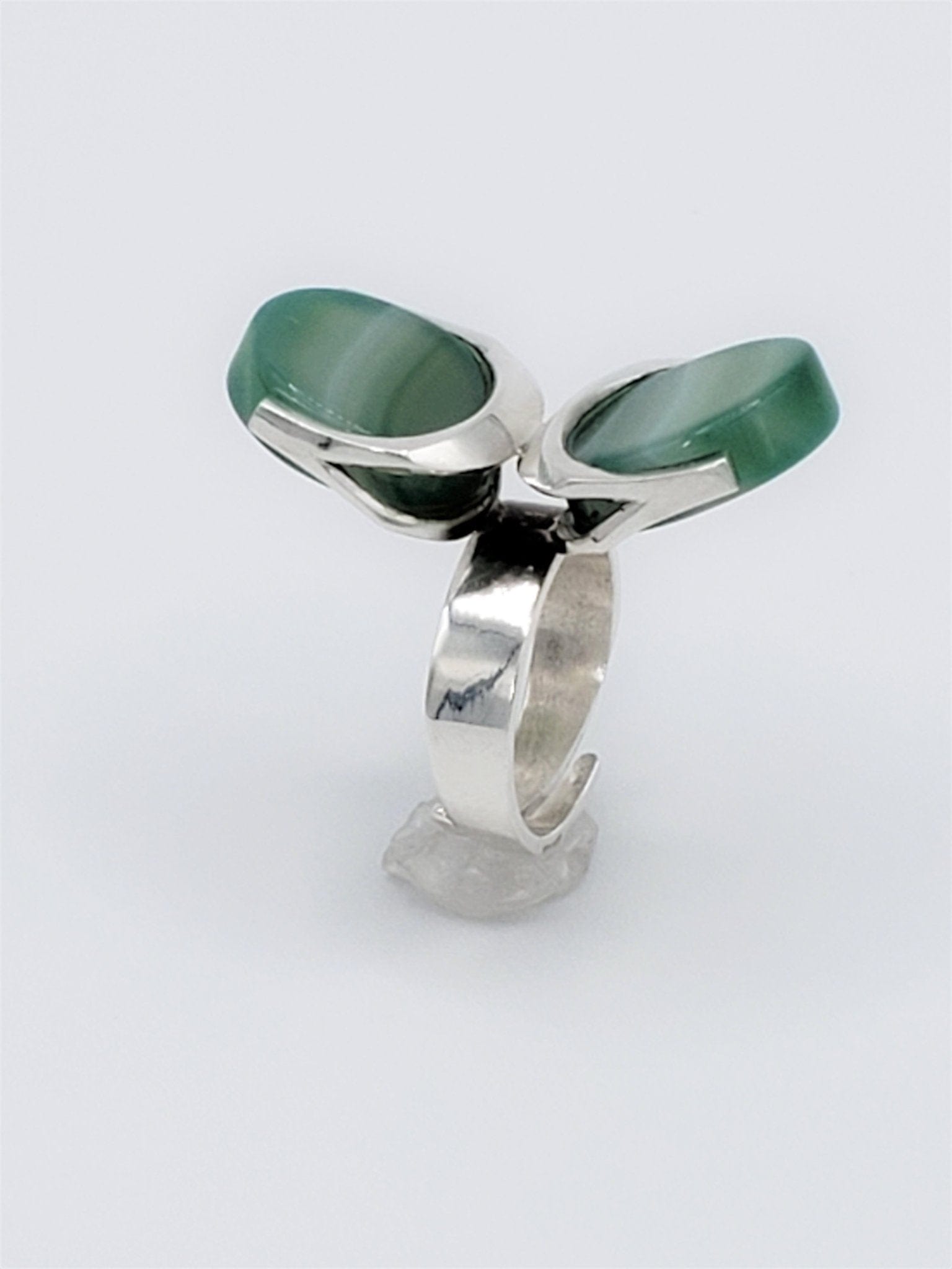 Sirokoru Jewelry RARE Matti Hyvärinen Sirokoru Finland 925S AGATE Modernist Abstract Ring 1970s
