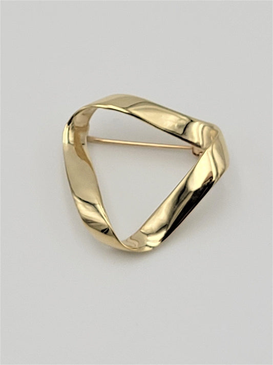 Skal Jewelry Modernist 14K Gold SKAL Infinity Triangles Brooch Pin Pendant Circa 40's-50's