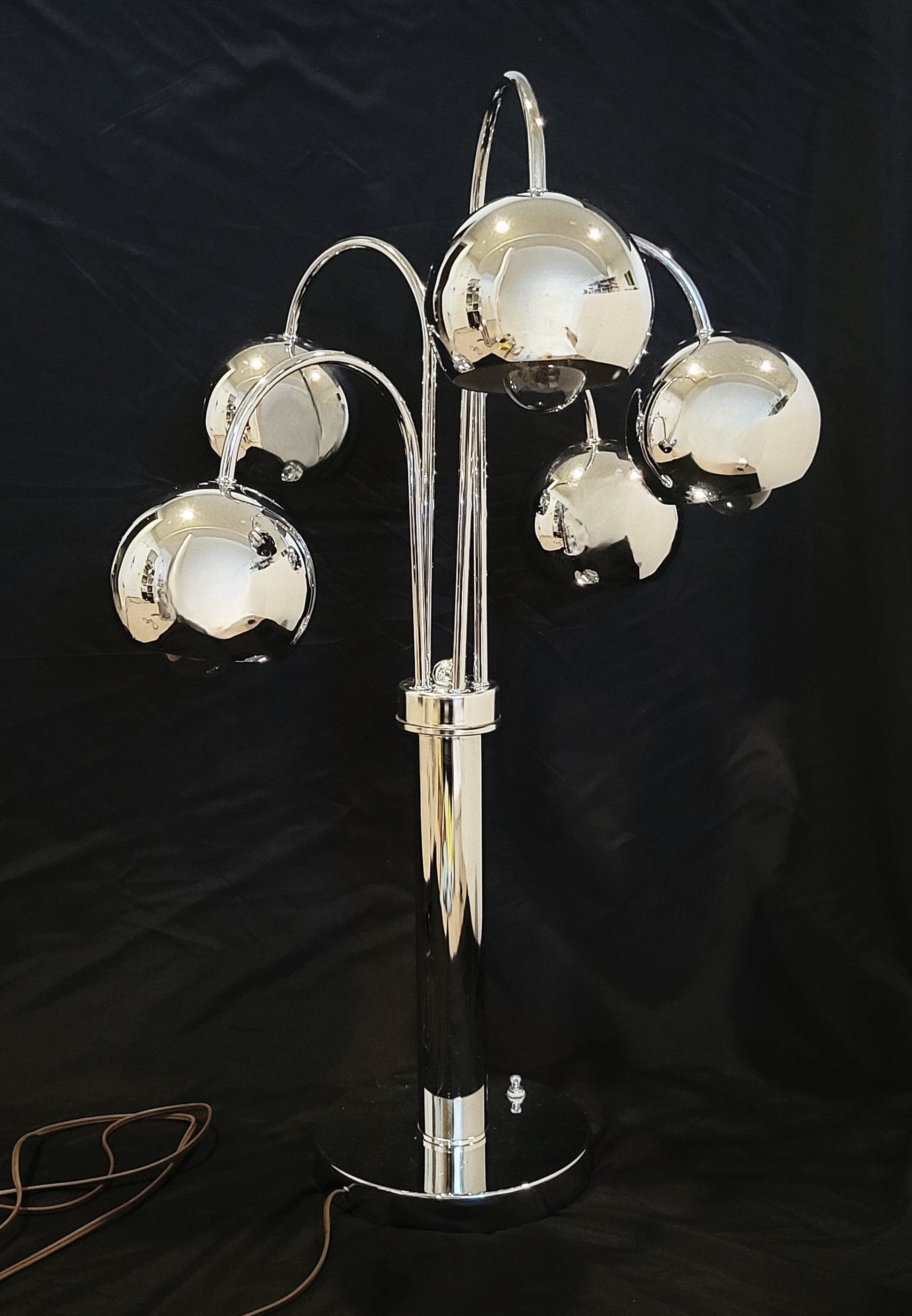Sonneman for Kovacs Lighting Superb Sonneman 4 Kovacs Chrome 5 Arm Waterfall Eyeball Table Lamp 1960s