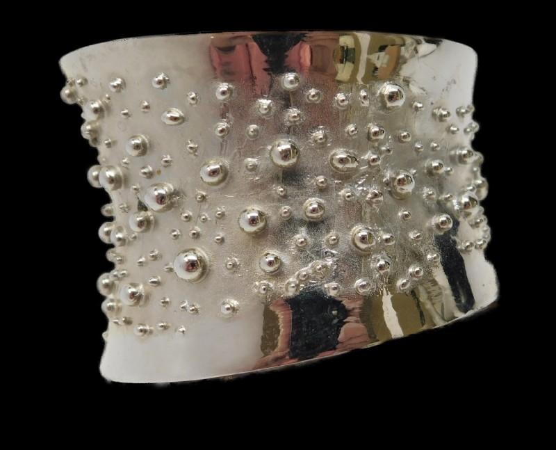 Sterling Bracelet Jewelry Designer Sterling 3-Dimensional Abstract Modernist Constellations Wide Cuff Bracelet