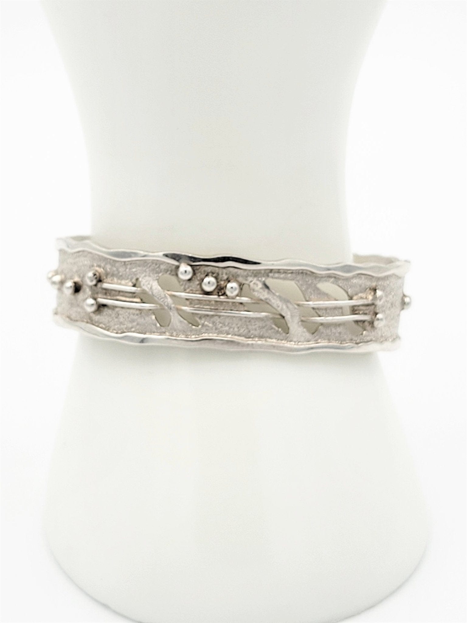 Sterling Jewelry Superb Designer Sterling Silver Abstract Brutalist Modernist Cuff Bracelet Mint!