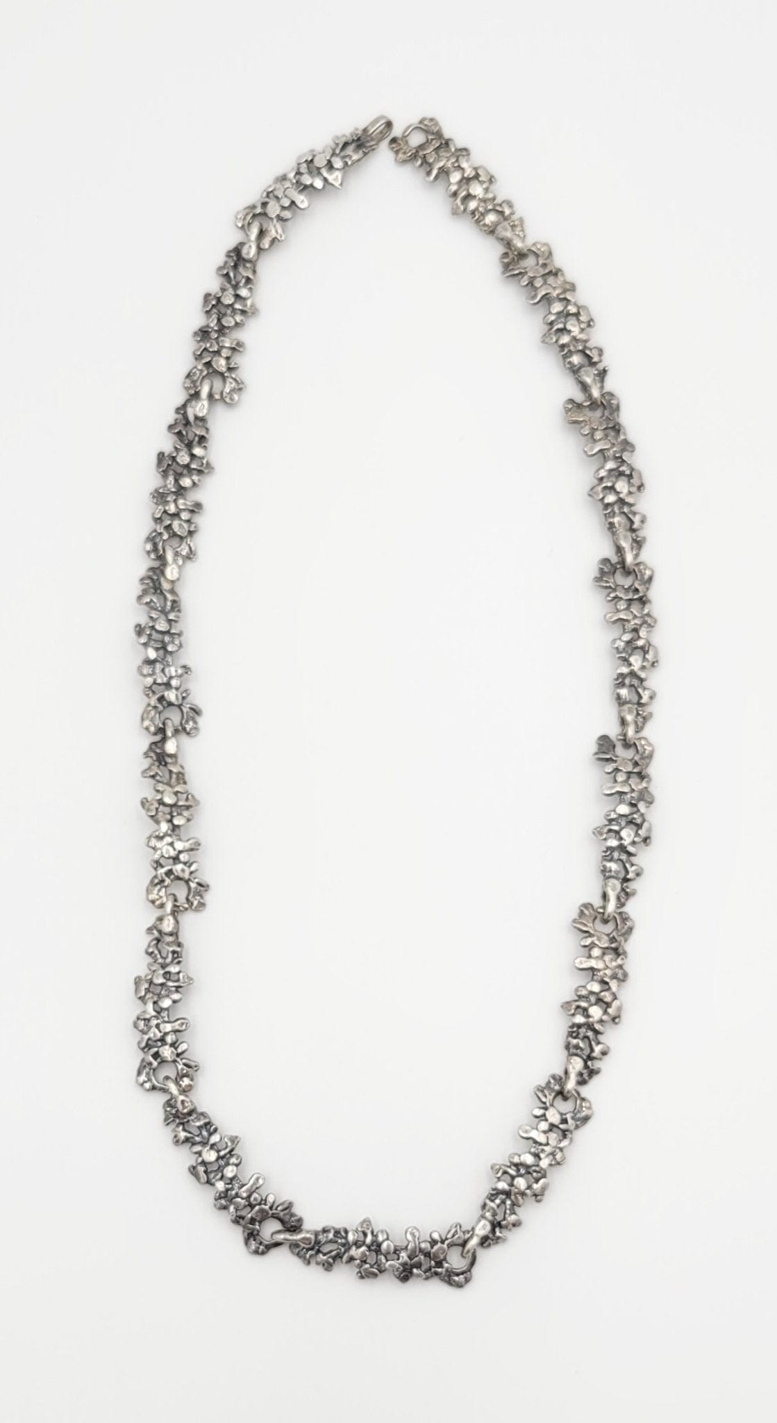 Sterling Silver Jewelry Vintage Designer Abstract Brutalist Modernist Sterling Panel Links Necklace Signed