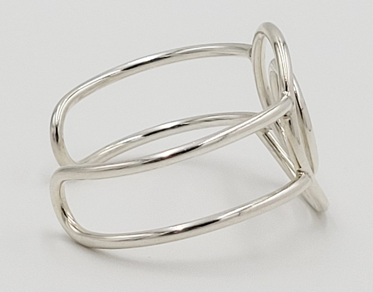 Sterling Silver Jewelry Vintage Designer Sterling Hand Forged Abstract Modernist Swirl Cuff Bracelet