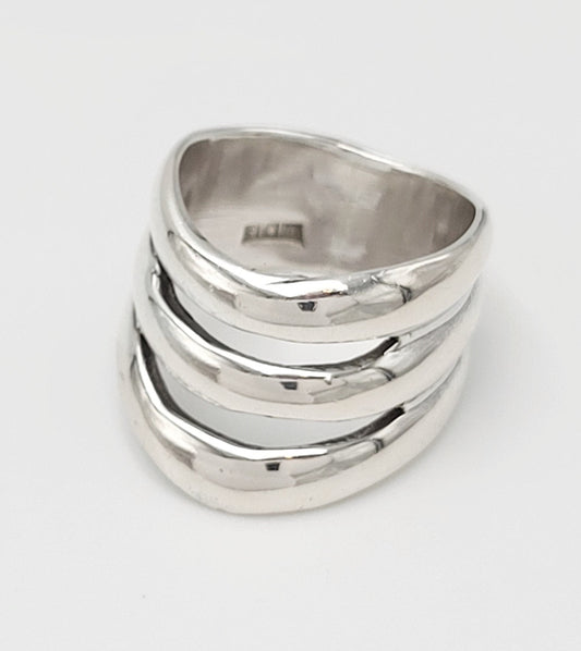 Taxco Sterling Jewelry Egyptian Designer Sterling Silver Modernist Statement Cocktail Ring 1960's