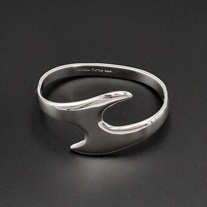 Taxco Sterling Jewelry Taxco Designer Sterling Modernist Zig Zag DBL Hinged Bangle Bracelet
