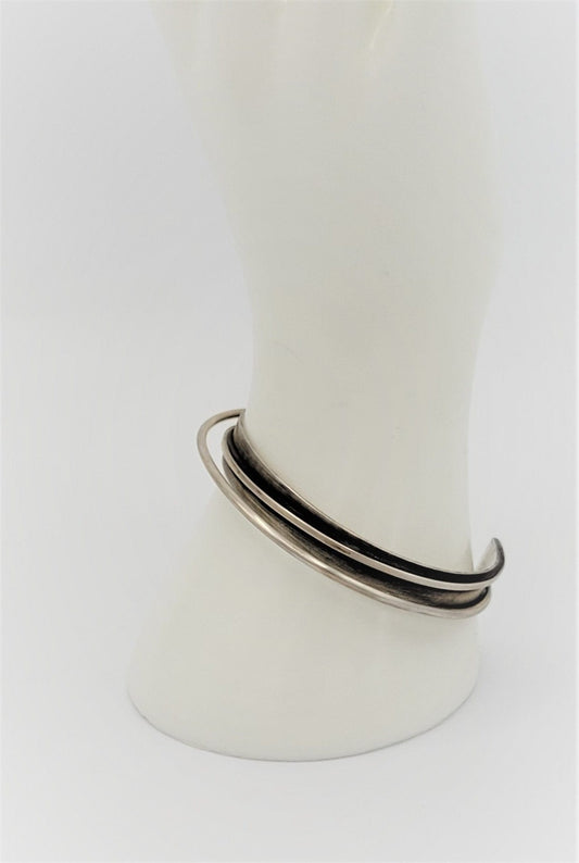 Theresa Carson Jewelry VNTG Sterling Silver Theresa Carson Modernist 3-D Orbiting Rings Cuff Bracelet