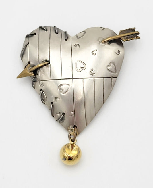 Thomas Mann Designs Jewelry Superb Thomas Mann Sterling Silver Techno Romantic Arrow Heart Brooch 1990s