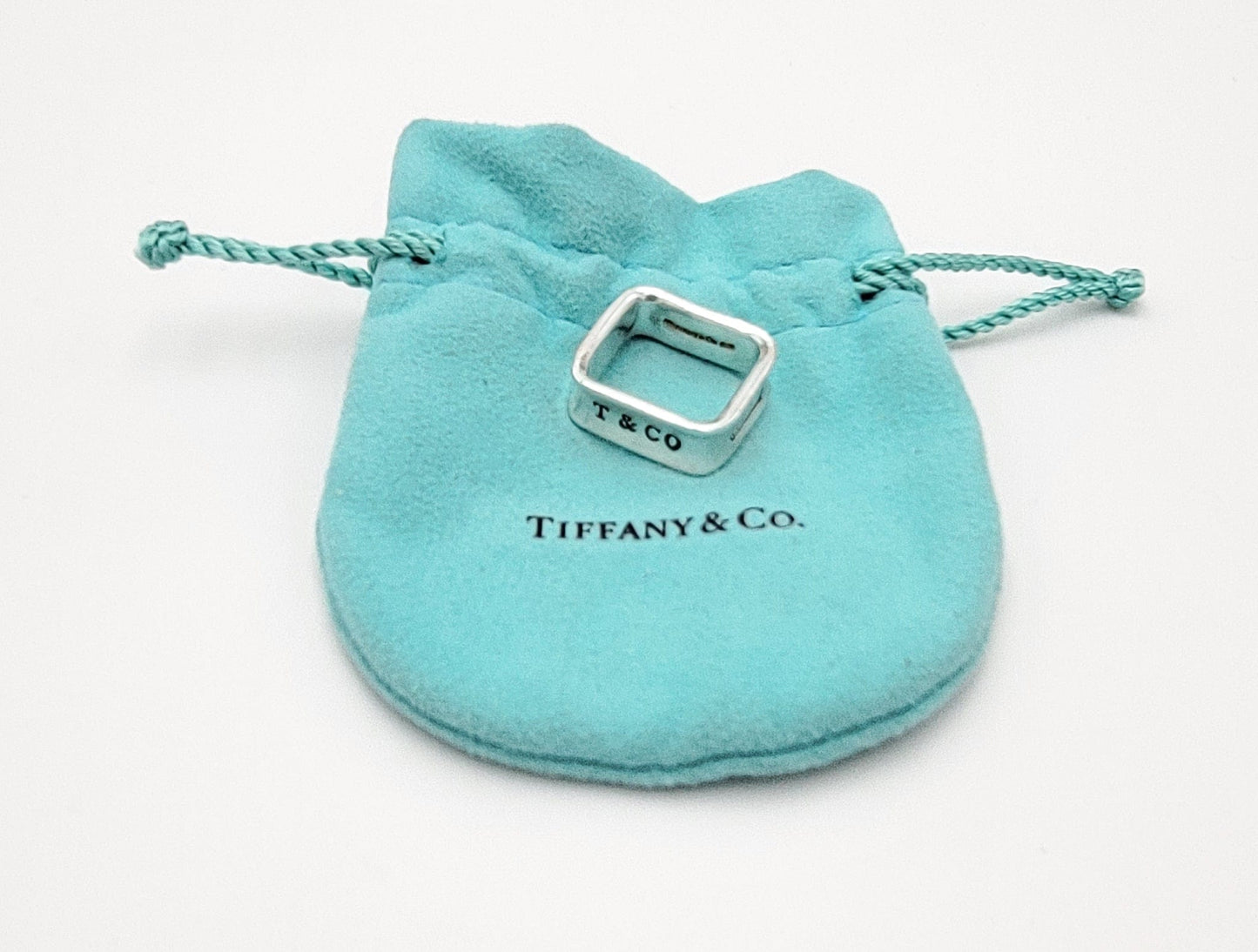 Tiffany & Co. Jewelry Authentic Sterling Silver Tiffany & Co Rare 1837 Square Shaped Ring & Bag 1980s