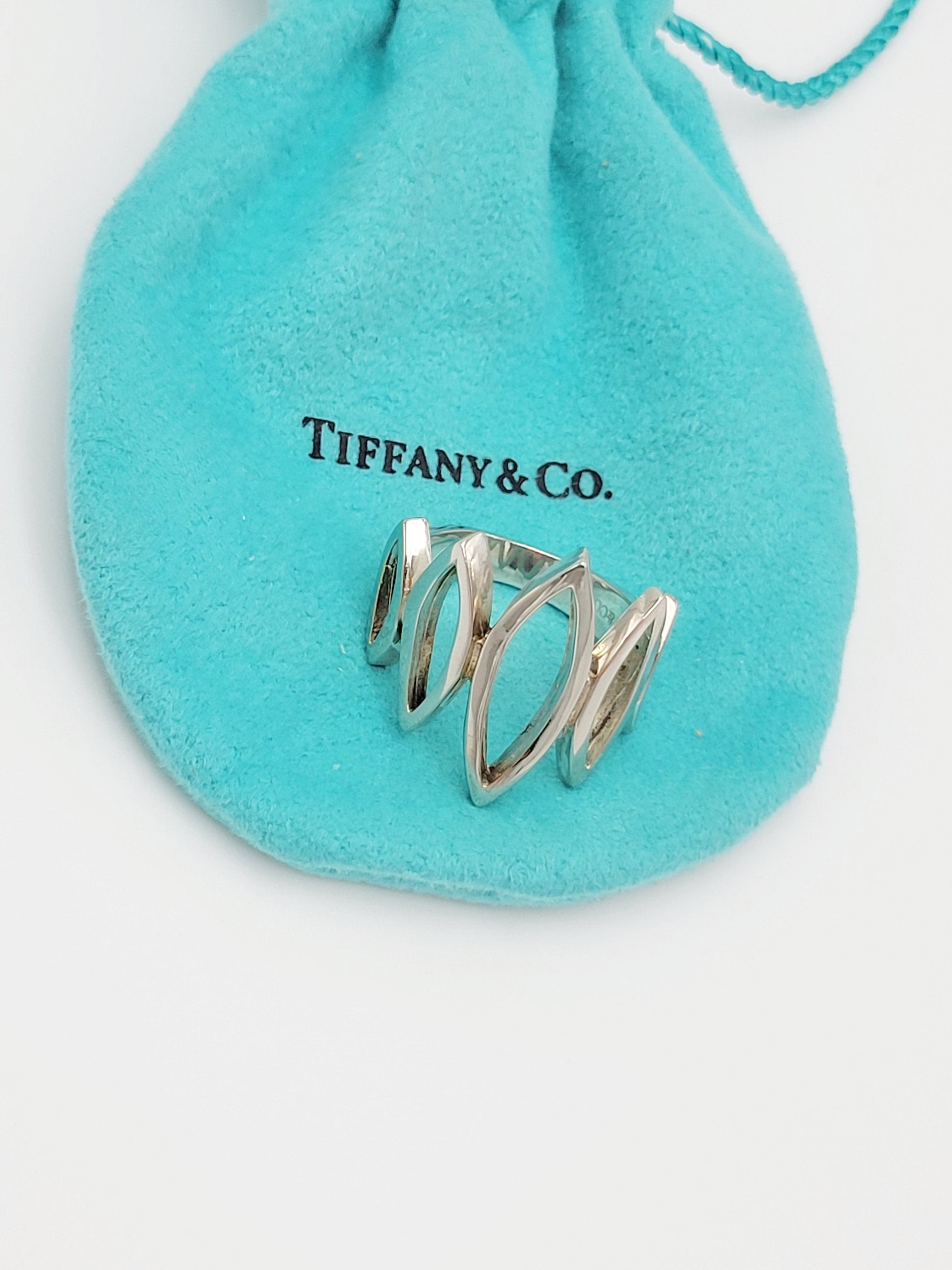 Tiffany & Co. Jewelry Tiffany & Co Sterling Large Modernist Architectural Ovals Cocktail Ring w/ Bag