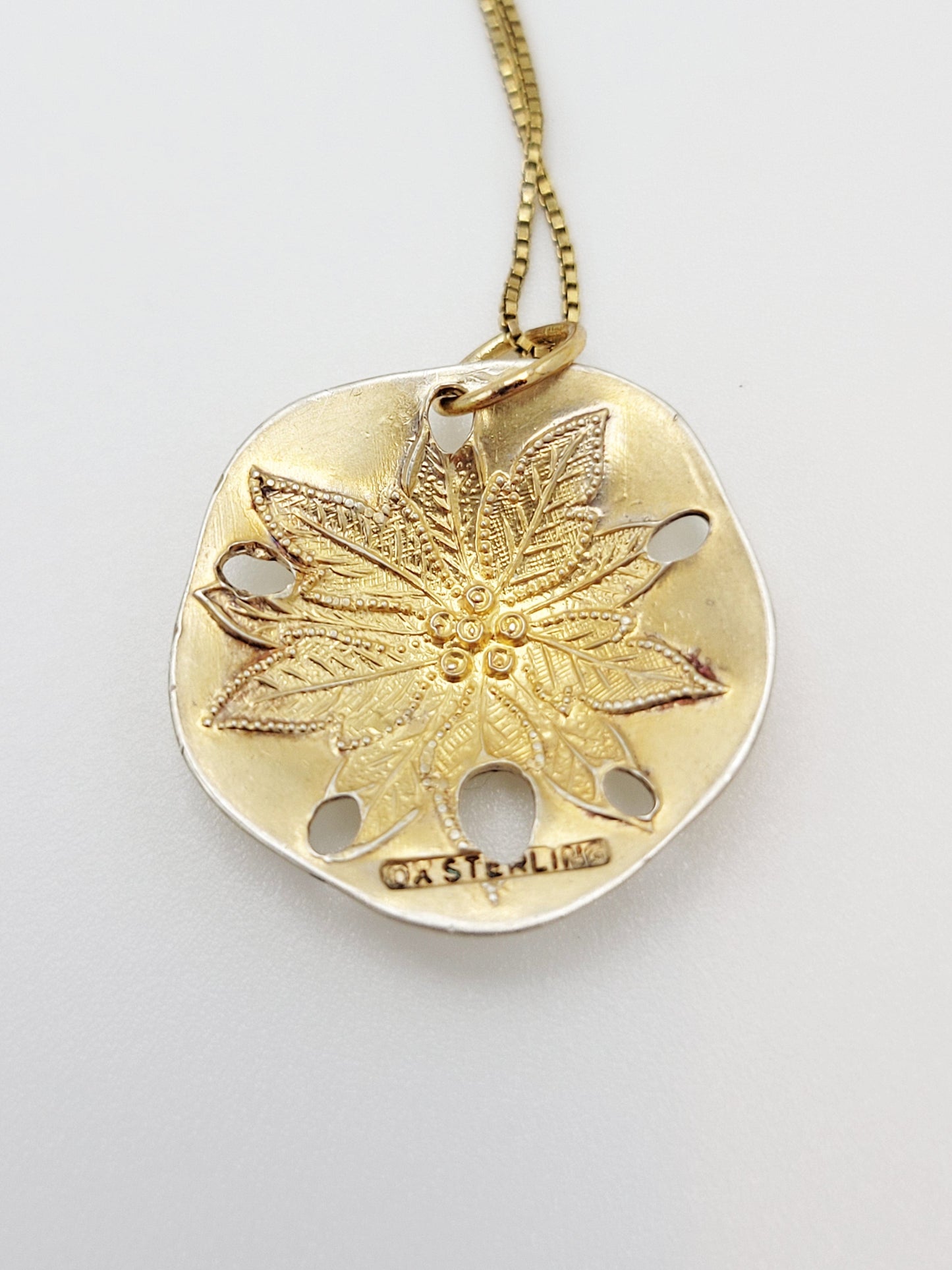 Tina Oxager Denmark Jewelry Rare Danish Designer Tina Oxager Sterling & Enamel Sand Dollar Necklace 1992
