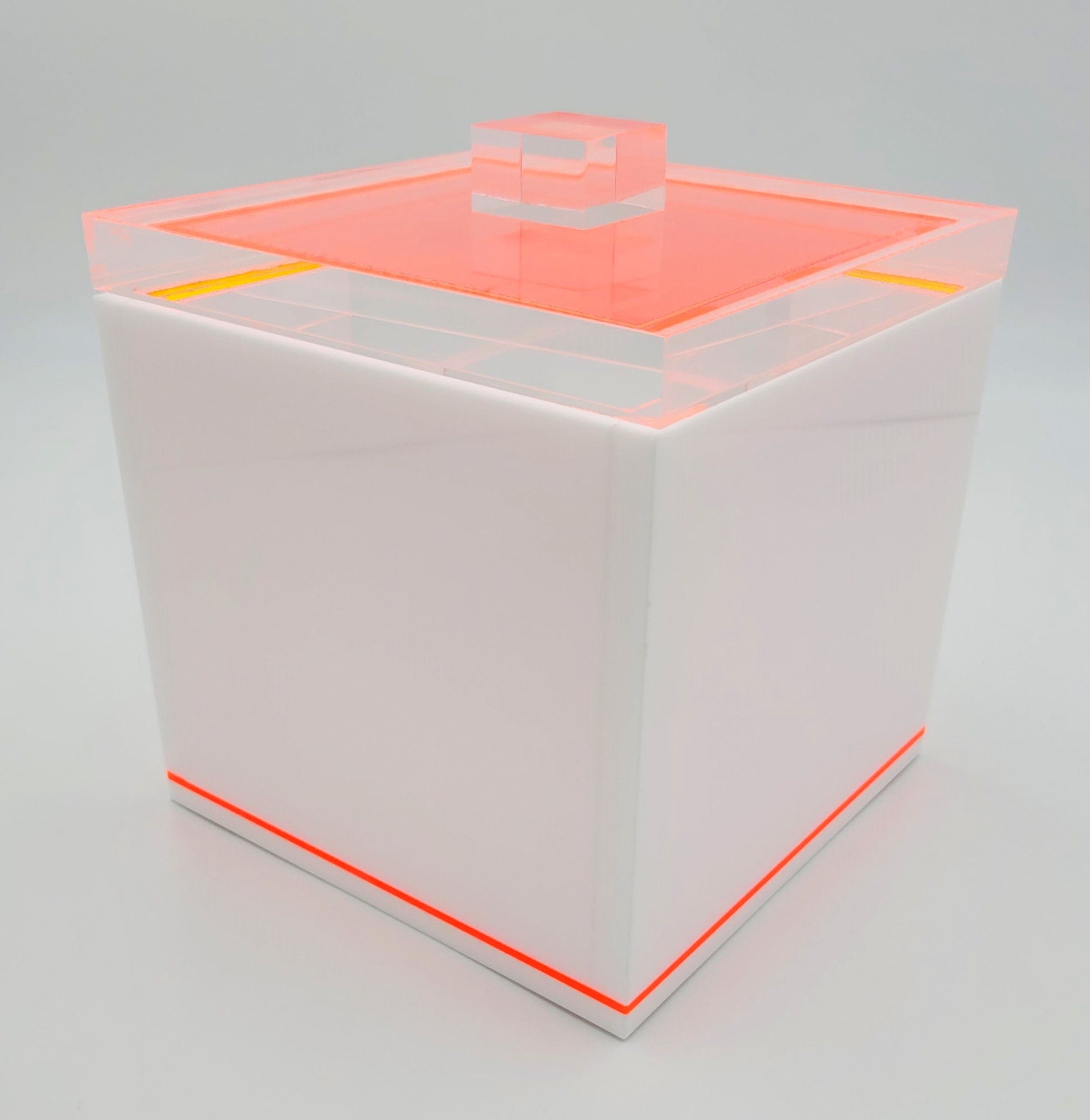 Tinsley Mortimer Ice Bucket Neon Pink White Solid Lucite Ice Bucket #4