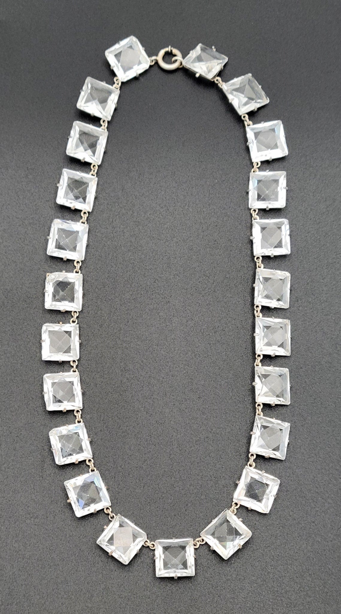 TMCMH Jewelry Japanese Sterling Clear Quartz Necklace Circa 1930s