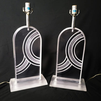 TMCMH Lighting MCM Glass &amp; Chrome Abstract Modernist Vintage Lamp Set