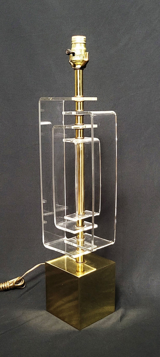 TMCMH Lighting MCM Lucite and Brass Abstract Modernist Vintage Lamp