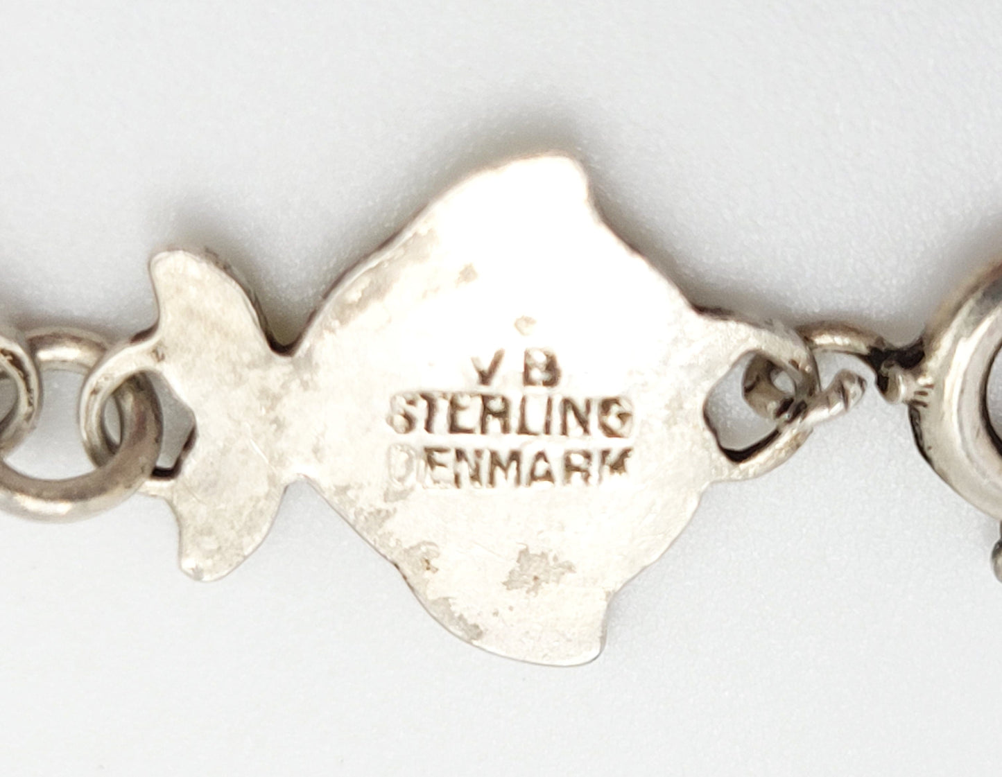 Volmer Bahner Jewelry Danish Volmer Bahner Sterling & Yellow Enamel Fish Link Bracelet Circa 1950s