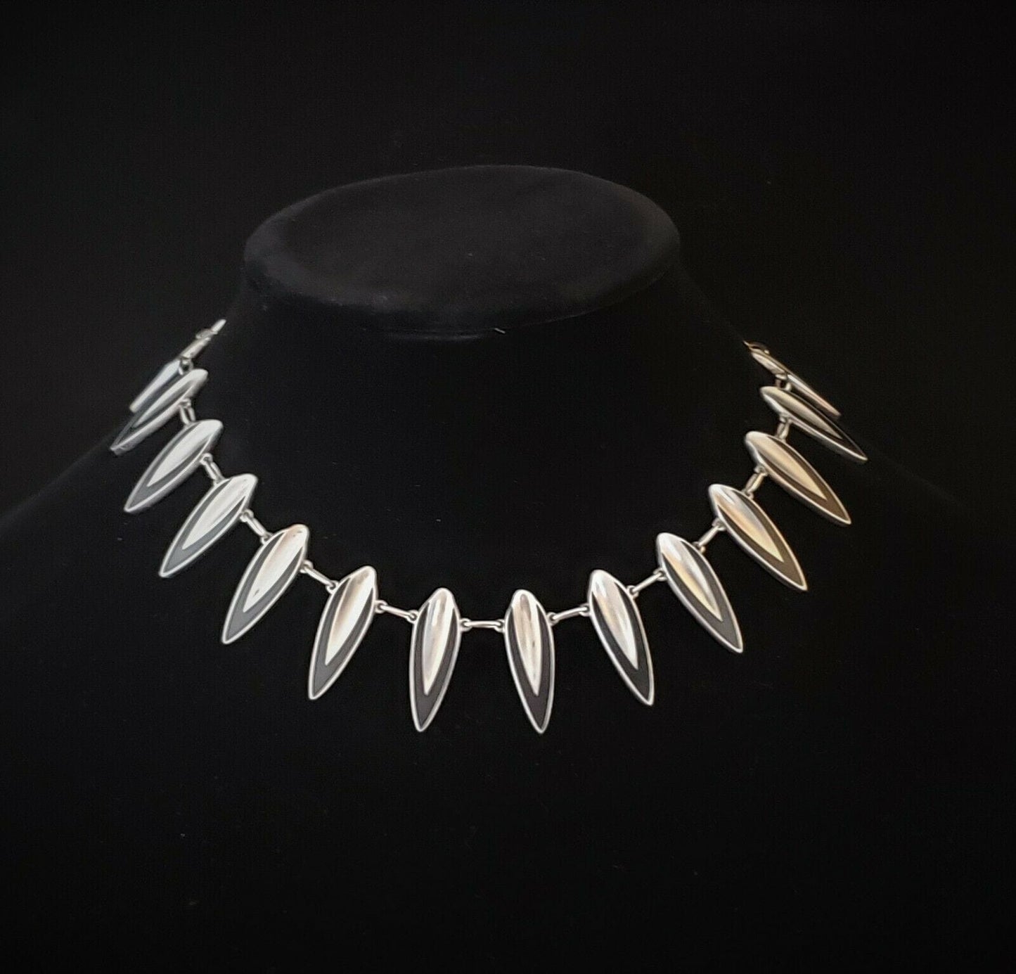 Warmind Jewelry Extremely Rare WARMIND 925S Black Enamel Denmark MODERNIST Necklace 1971