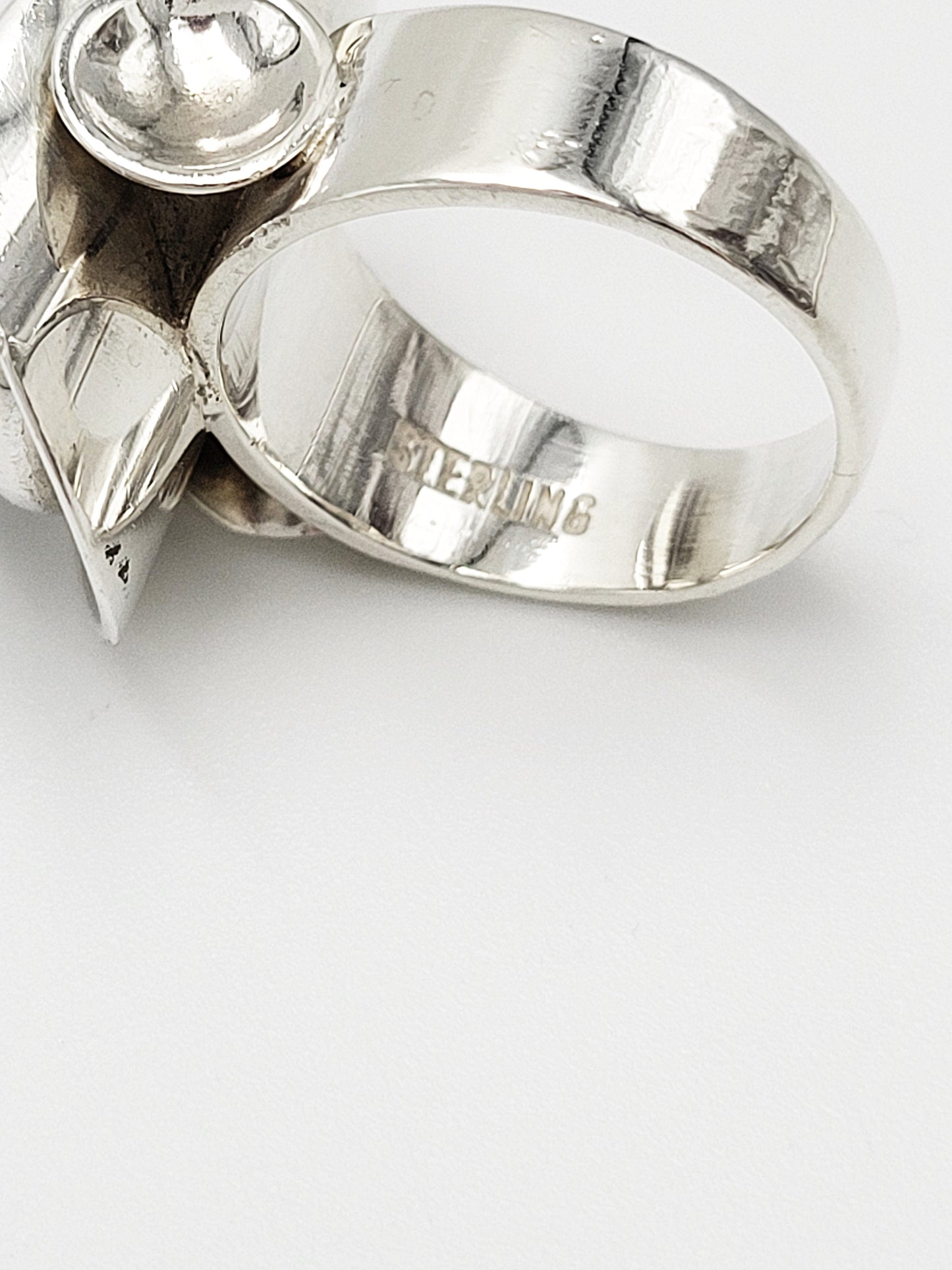 WWL Jewelry Designer WWL Sterling Silver & Tiger's Eye Modernist Ring Mid-20th Century